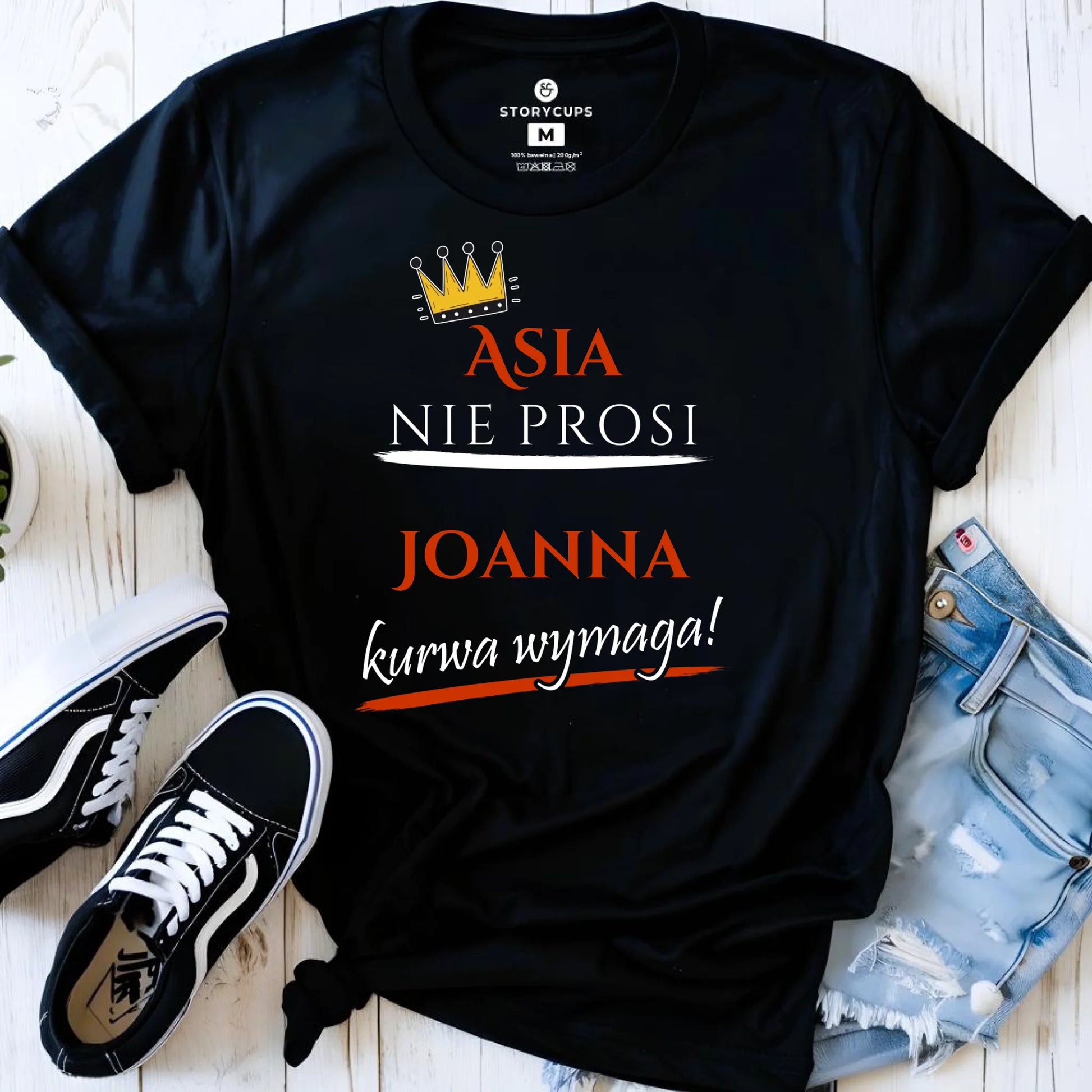 Koszulka damska - Nie prosi, ku**a wymaga - bez cenzury - personalizowana DZ18 - StoryCups.pl