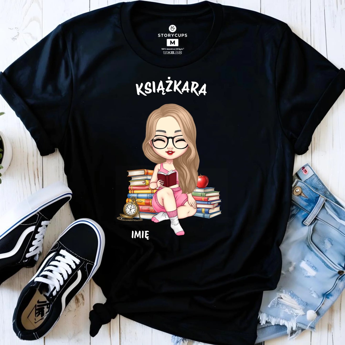 Koszulka damska - Książkara - Prezent dla miłośniczki czytania książek - personalizowana DZ04 - StoryCups.pl
