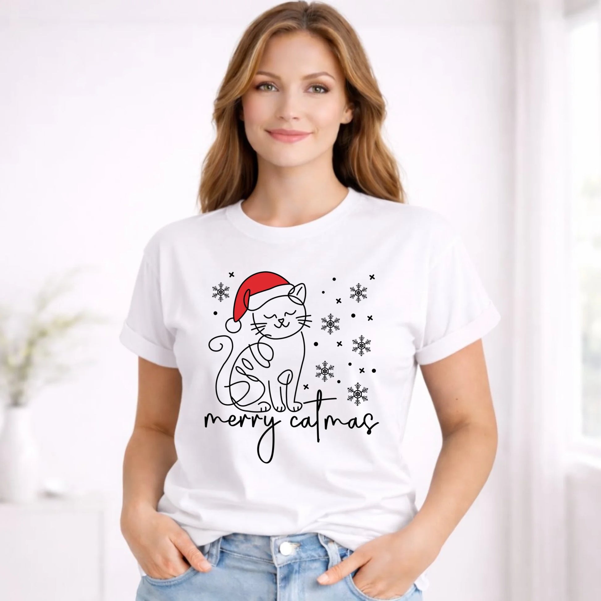 Koszulka damska świąteczna - prezent dla kociary - Merry catmas BN151 - StoryCups.pl