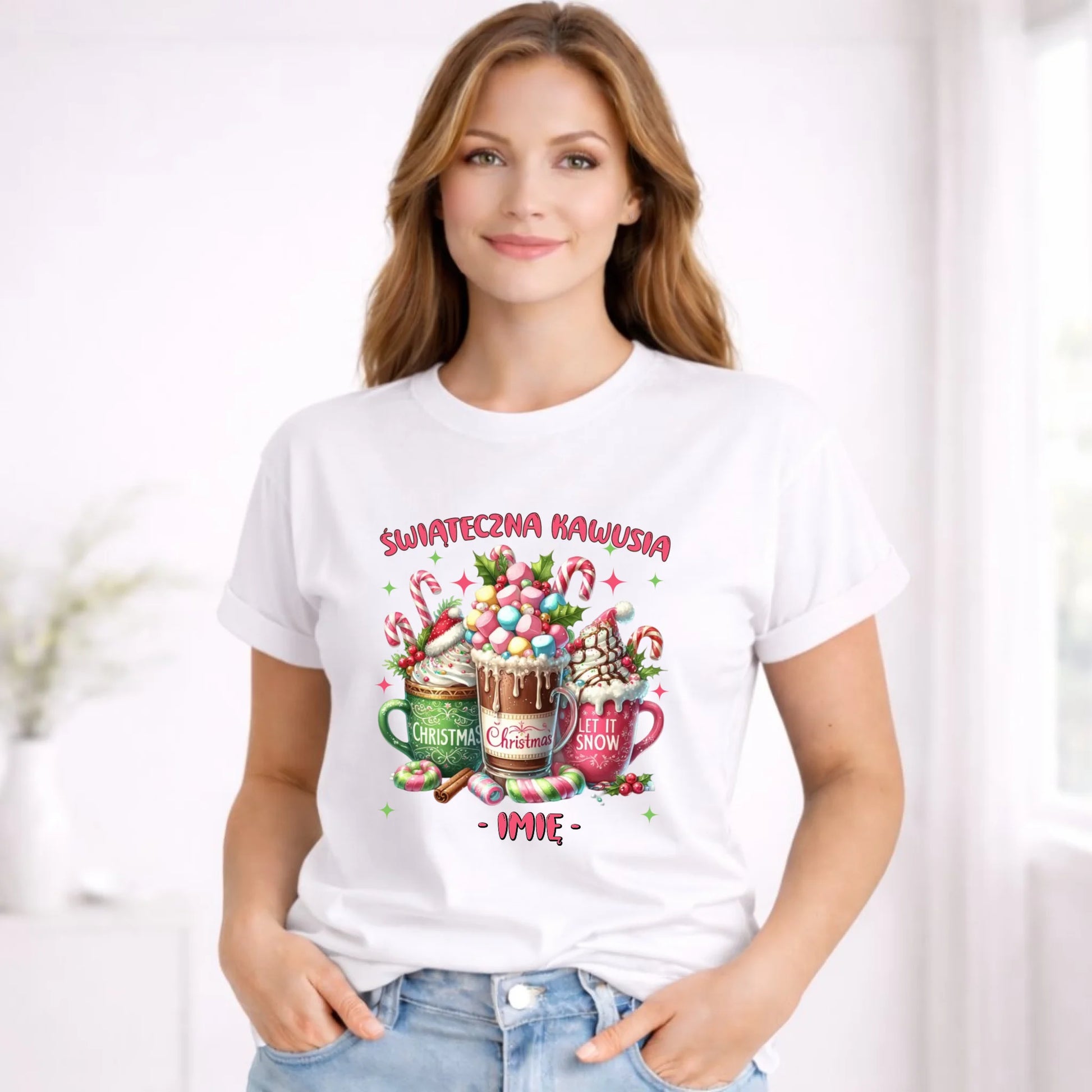 Koszulka damska świąteczna - Świąteczna kawusia - personalizowana BN29 - StoryCups.pl