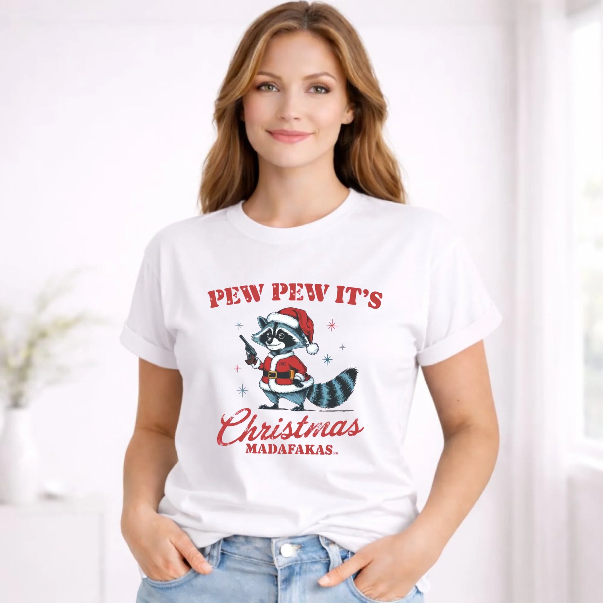 Koszulka damska świąteczna - Pew pew it's Christmas BN60 - StoryCups.pl