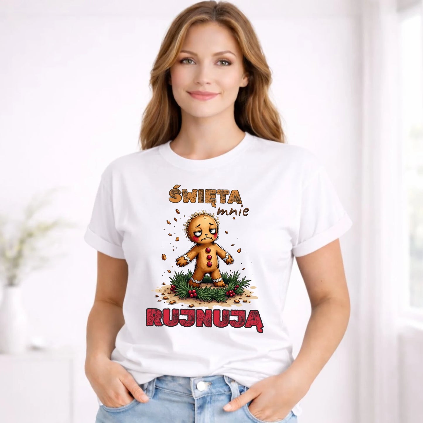 Koszulka damska świąteczna - Piernik Święta mnie rujnują BN143 - StoryCups.pl