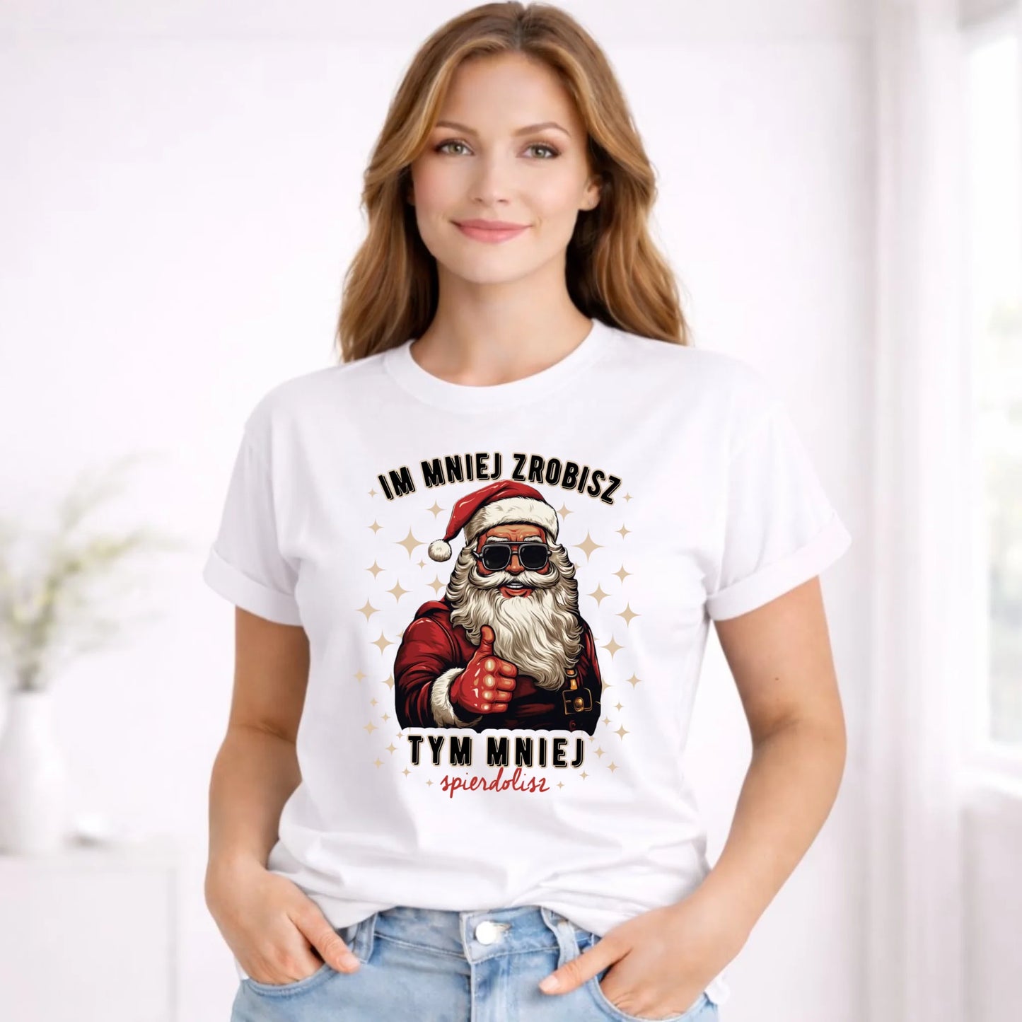 Koszulka damska świąteczna - Im mniej zrobisz tym mniej spie*****sz - bez cenzury BN146 - StoryCups.pl