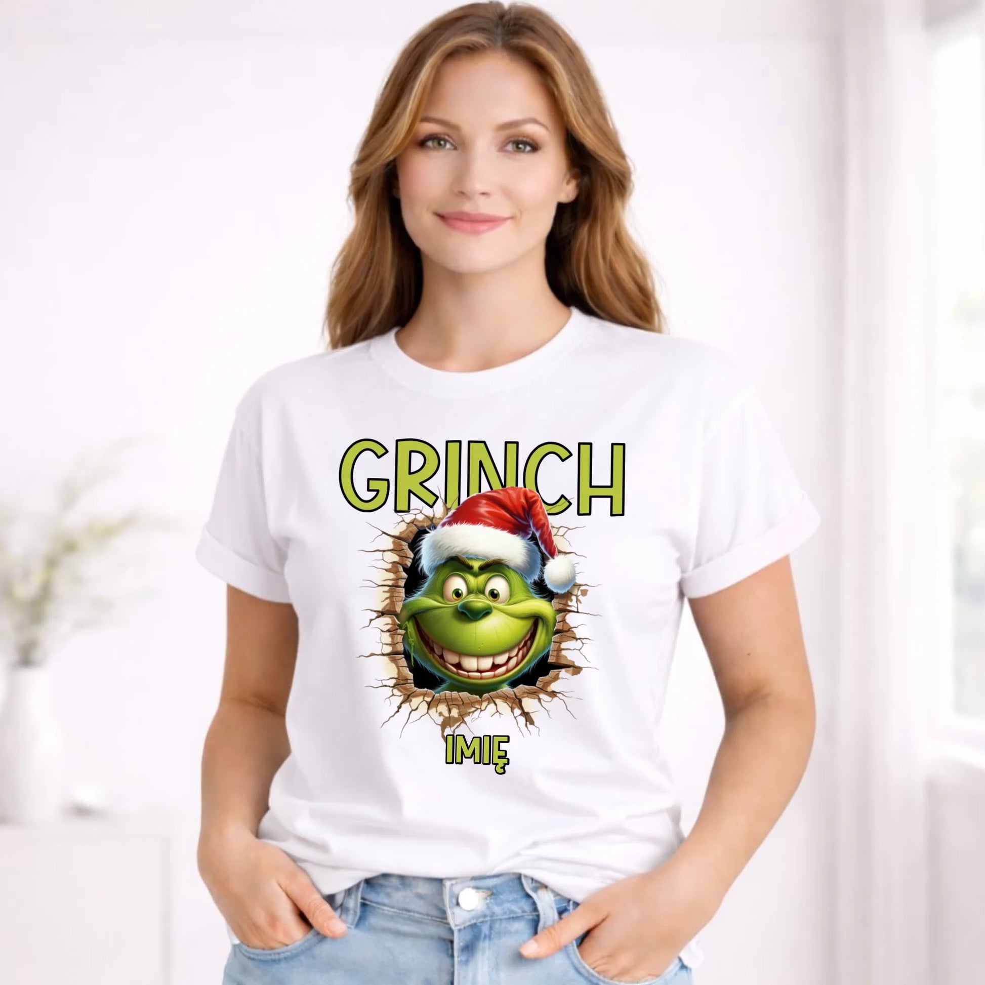Koszulka damska świąteczna - Grinch - personalizowana BN112 - StoryCups.pl
