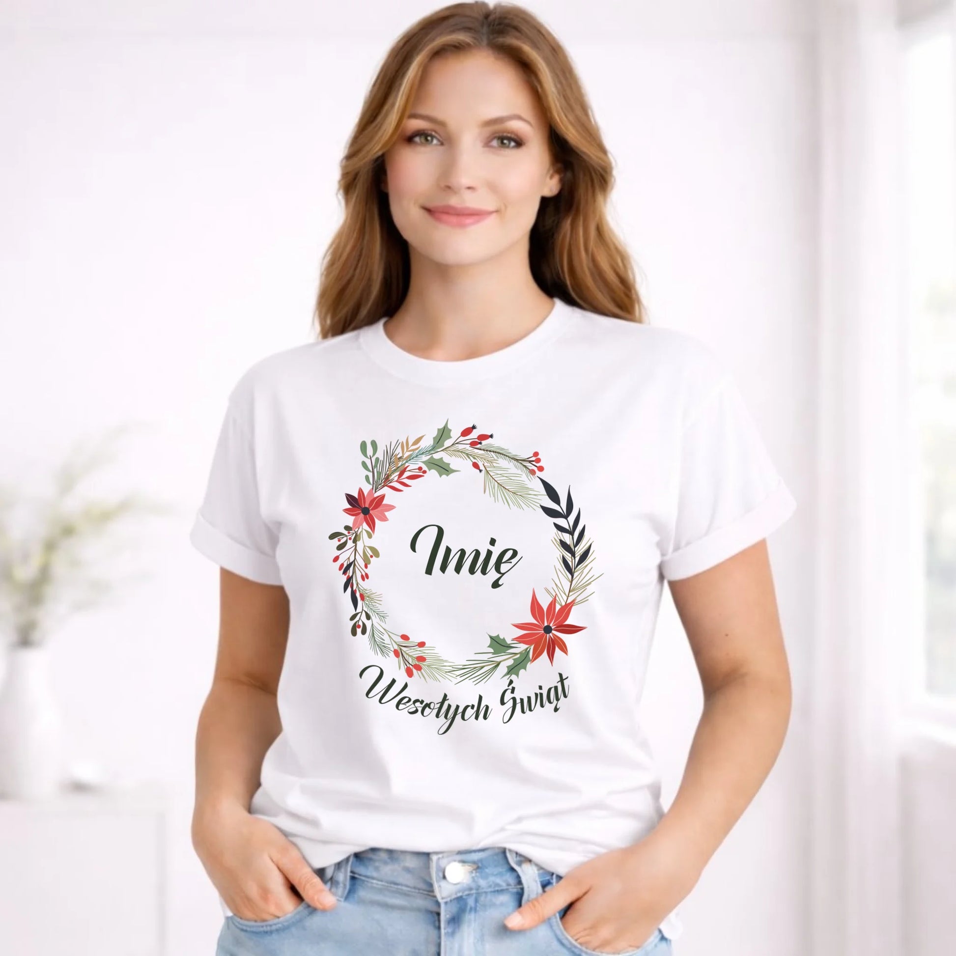 Koszulka damska świąteczna - Wesołych Świąt - personalizowana BN19 - StoryCups.pl