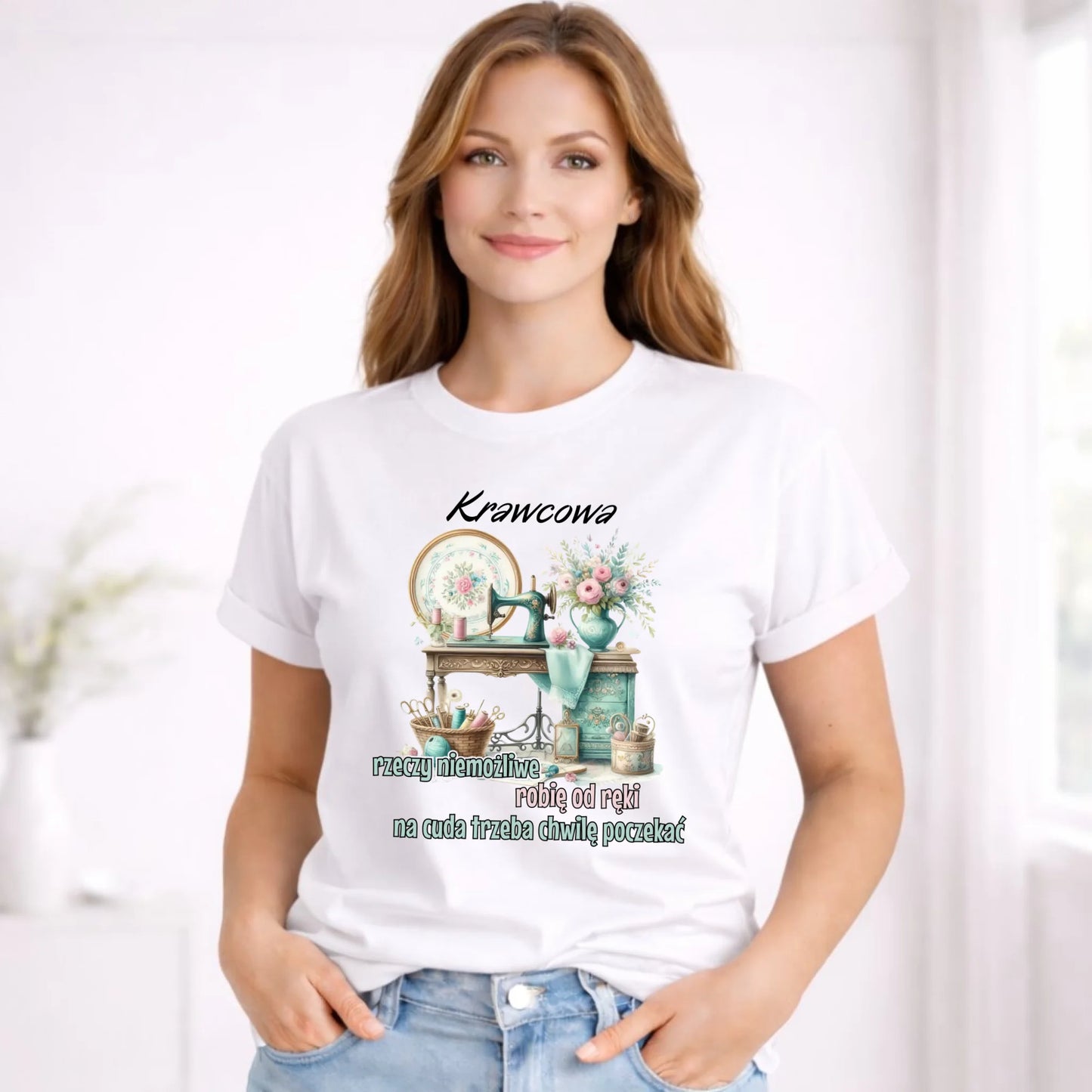 Koszulka damska szyciowa dla krawcowej - Rzeczy niemożliwe HS35 - StoryCups.pl