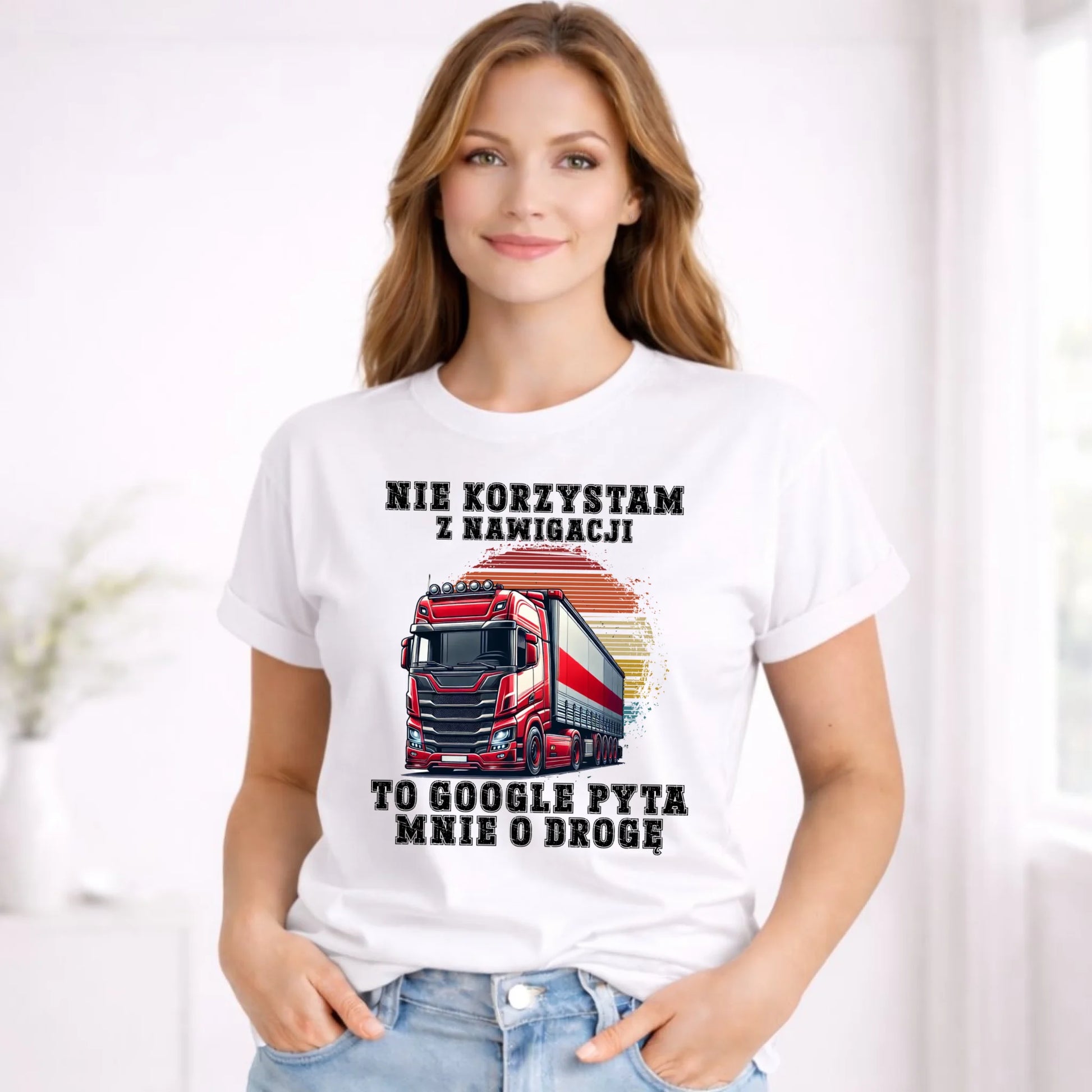 Koszulka damska - kierowca ciężarówki - Google pyta mnie o drogę ZKT10 - StoryCups.pl