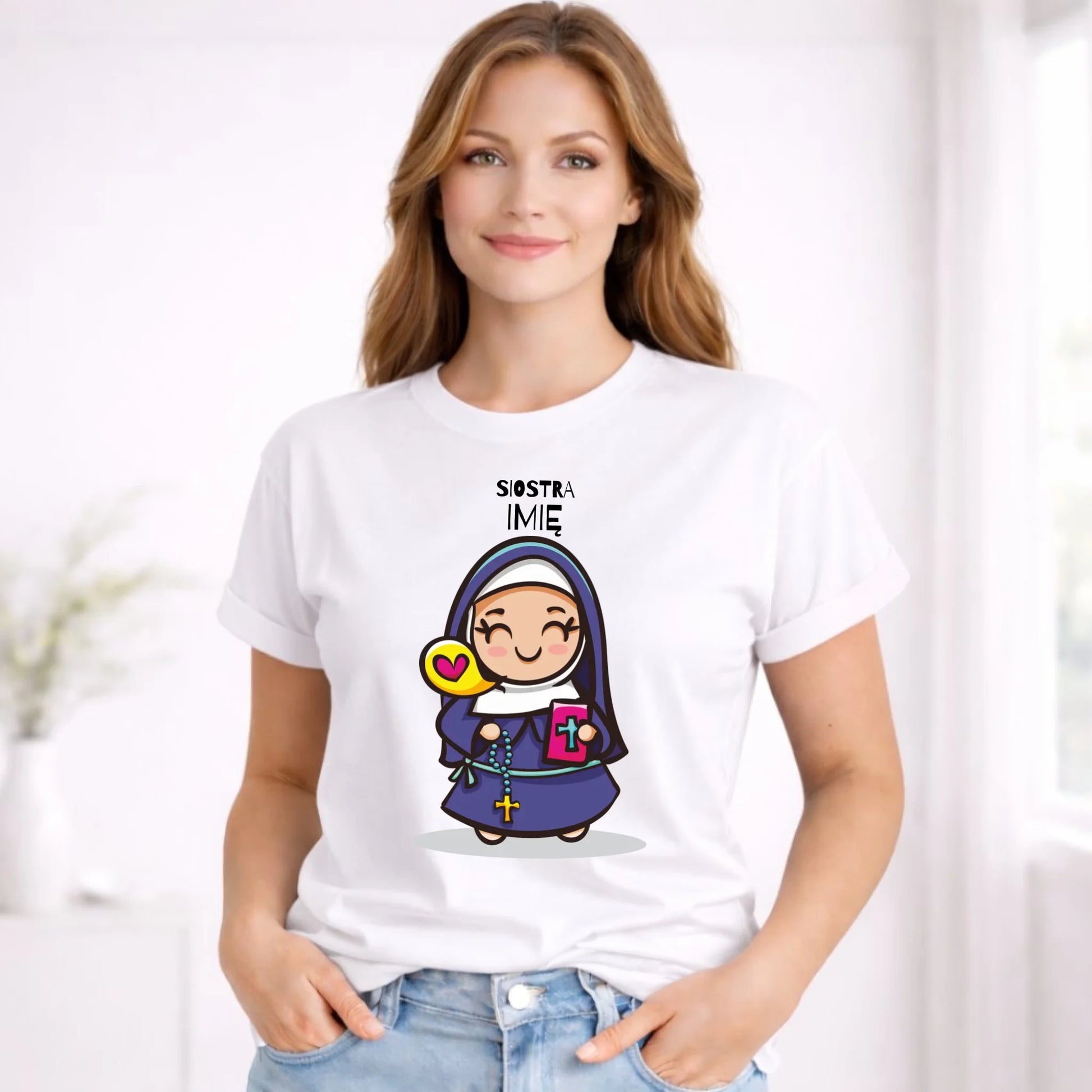 Koszulka damska dla siostry zakonnej - personalizowana N30 - StoryCups.pl
