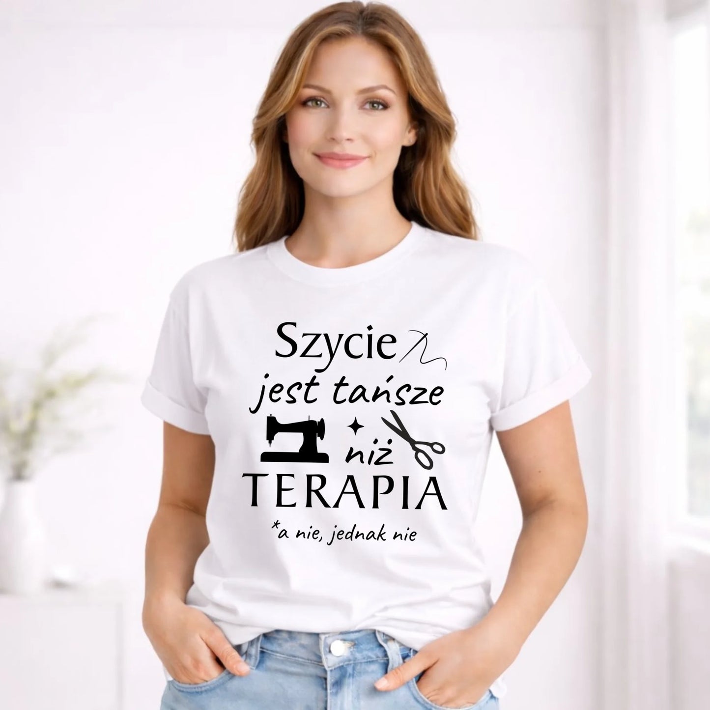 Koszulka damska szyciowa dla krawcowej - Szycie tańsze niż terapia HS04