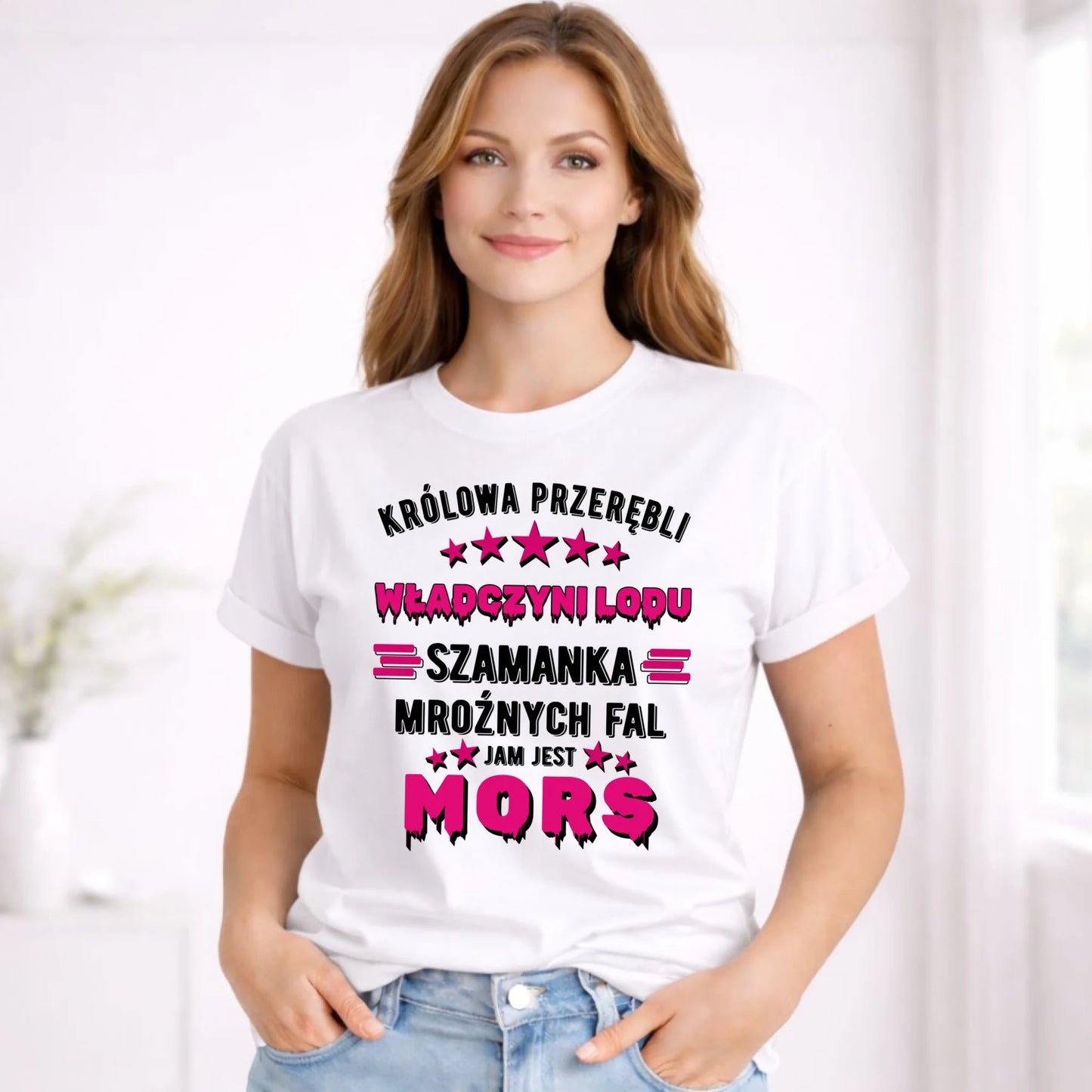 Koszulka damska - prezent dla morsa - Królowa przerębli Jam jest mors HM17 - StoryCups.pl