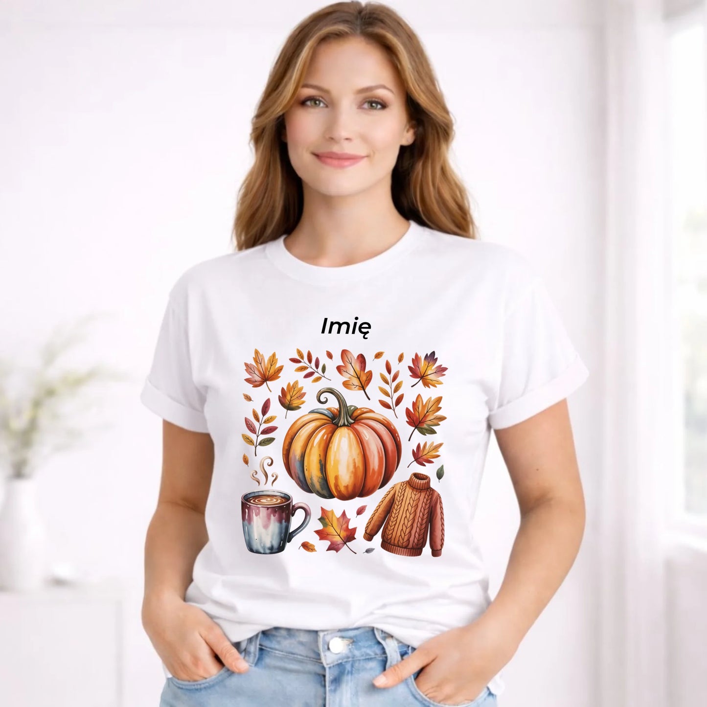 Koszulka damska jesienna - Złota jesień - personalizowana JS30 - StoryCups.pl