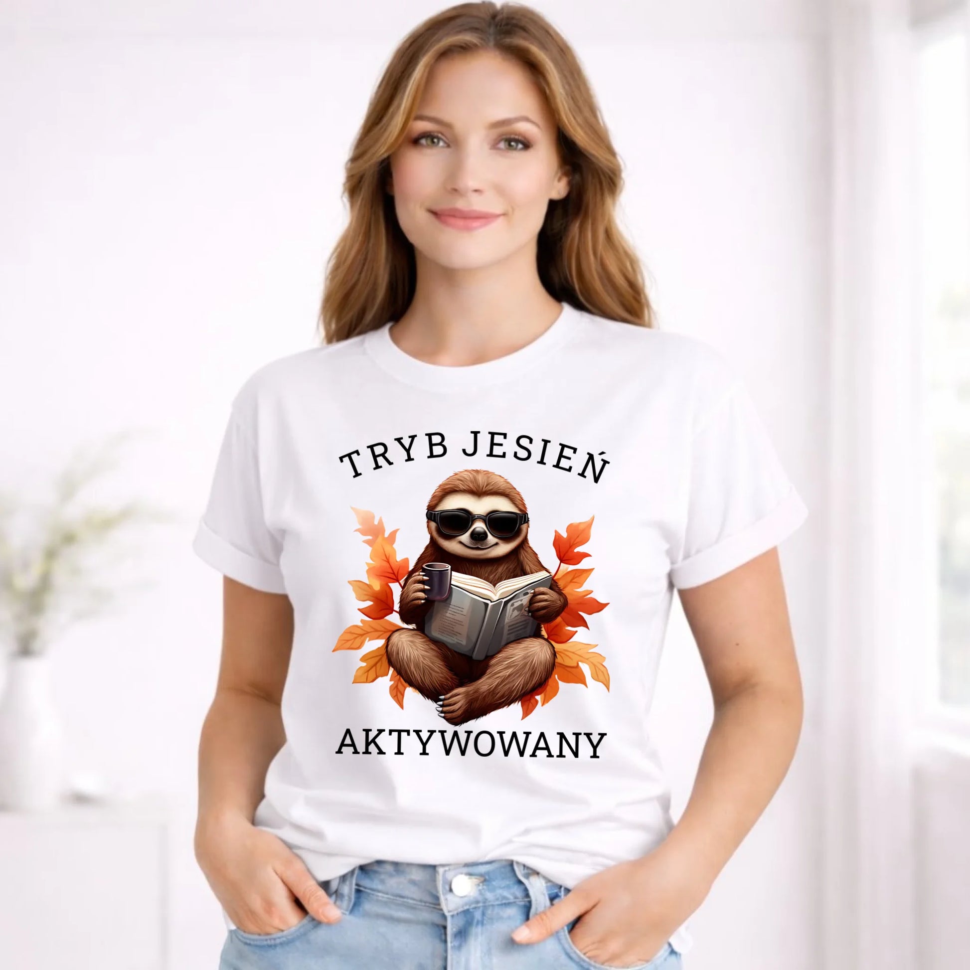 Koszulka damska jesienna - Leniwiec - Tryb jesień aktywowany JS23 - StoryCups.pl