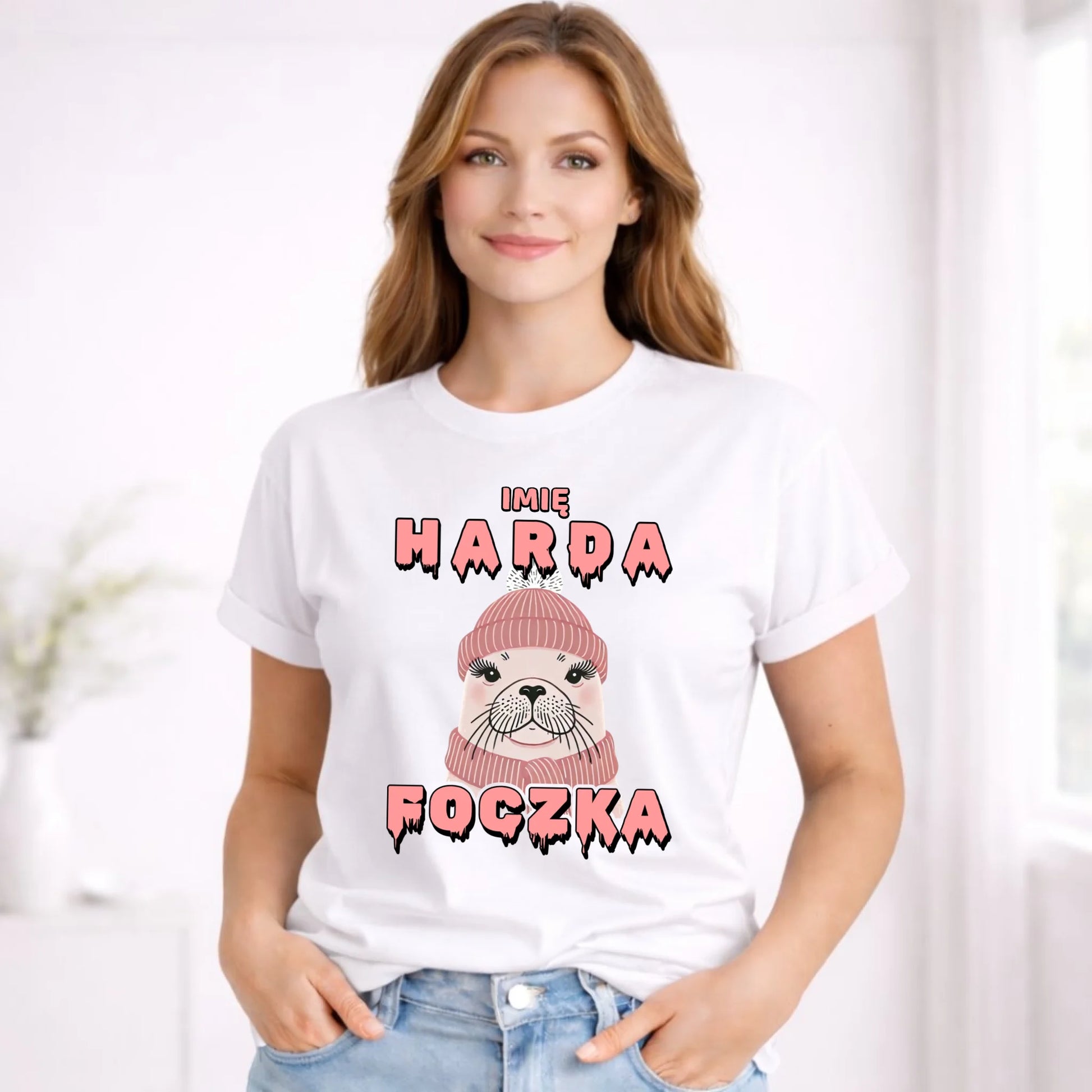 Koszulka damska - prezent dla morsa - Harda foczka - personalizowana HM05 - StoryCups.pl