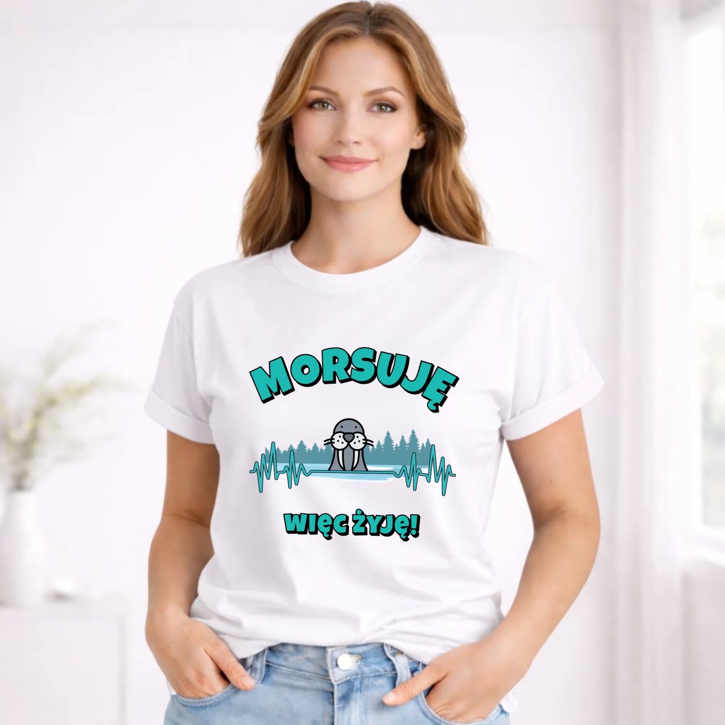 Koszulka damska - prezent dla morsa - Morsuję więc żyję - Mors HM02 - StoryCups.pl