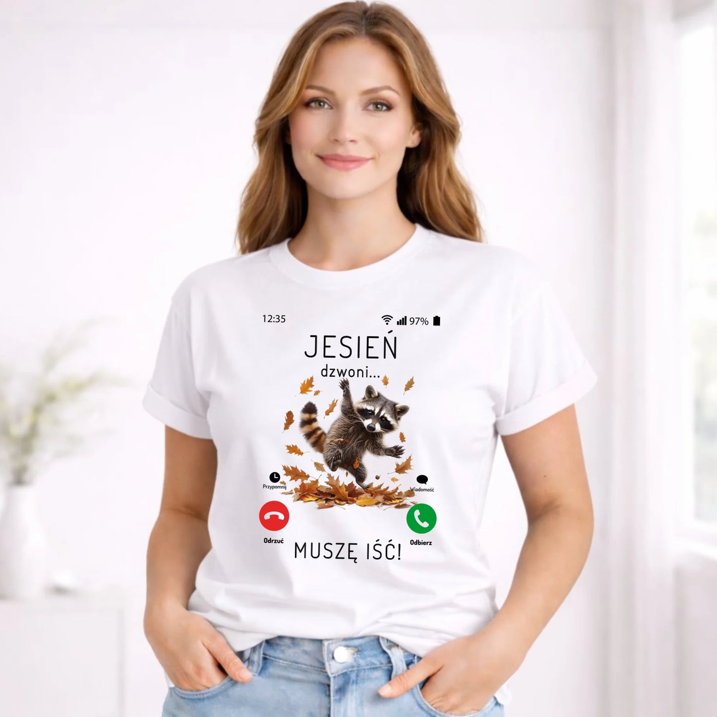 Koszulka damska jesienna - Jesień dzwoni muszę iść JS18 - StoryCups.pl