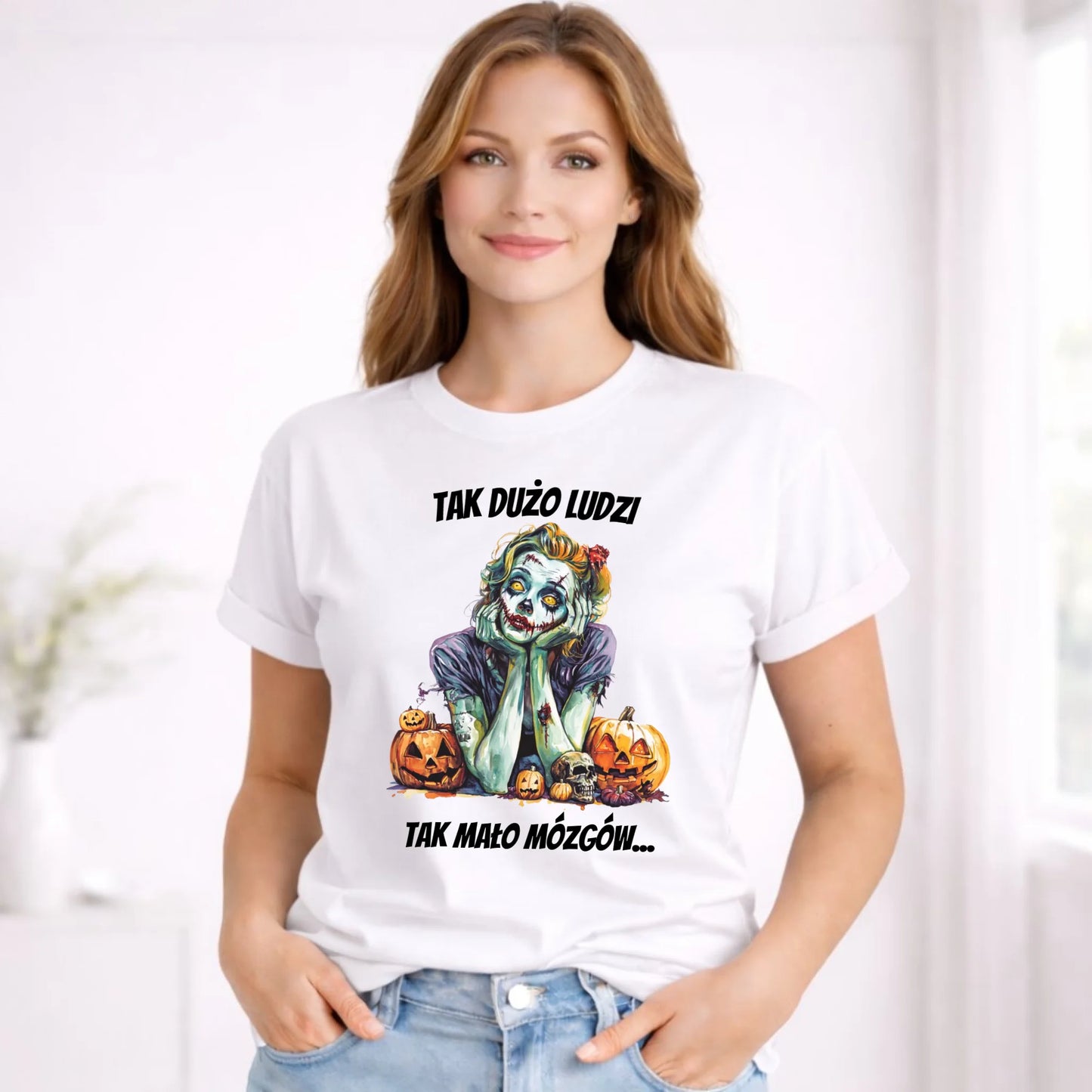 Koszulka damska na Halloween - Zombie - Tak mało mózgów HL31 - StoryCups.pl