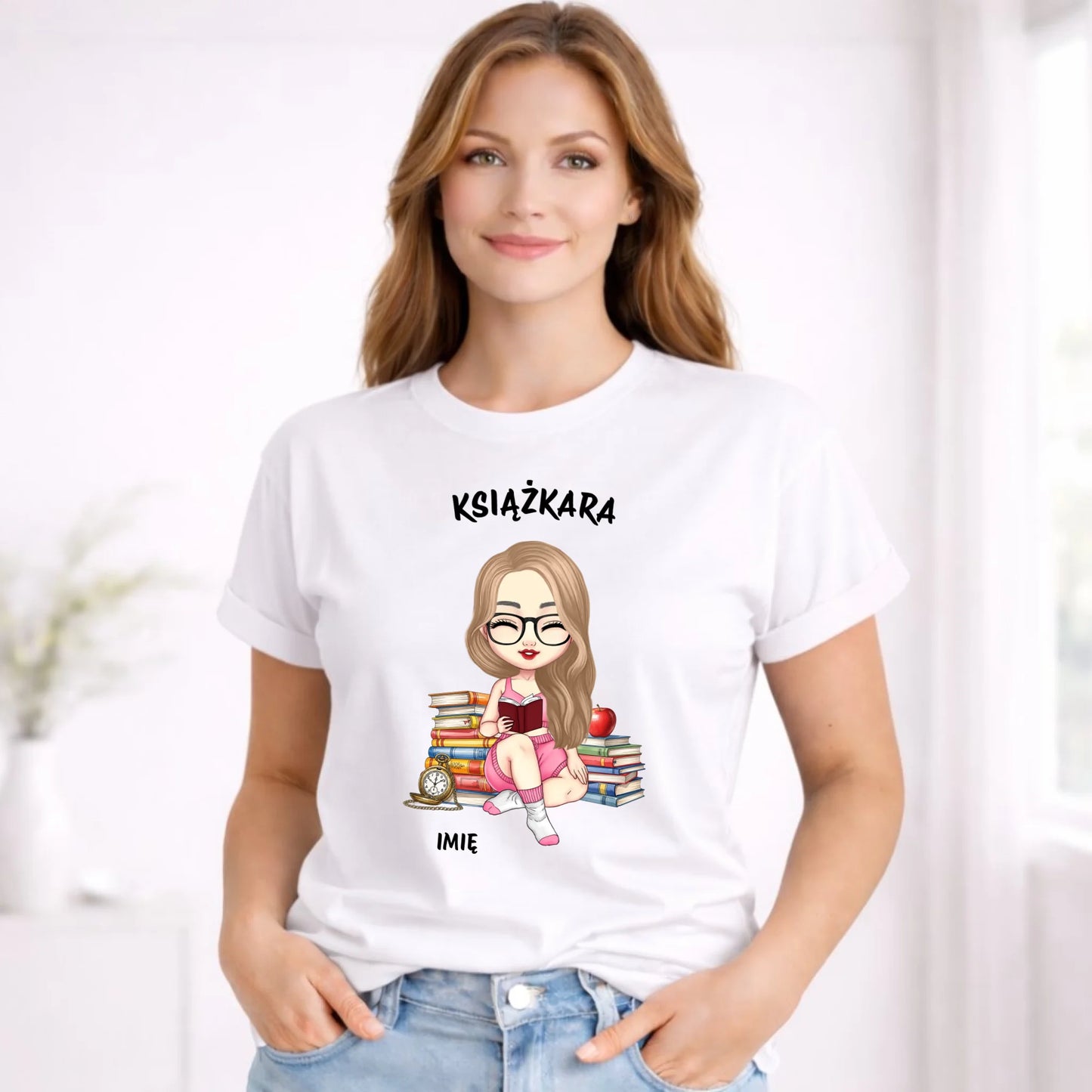 Koszulka damska - Książkara - Prezent dla miłośniczki czytania książek - personalizowana DZ04 - StoryCups.pl