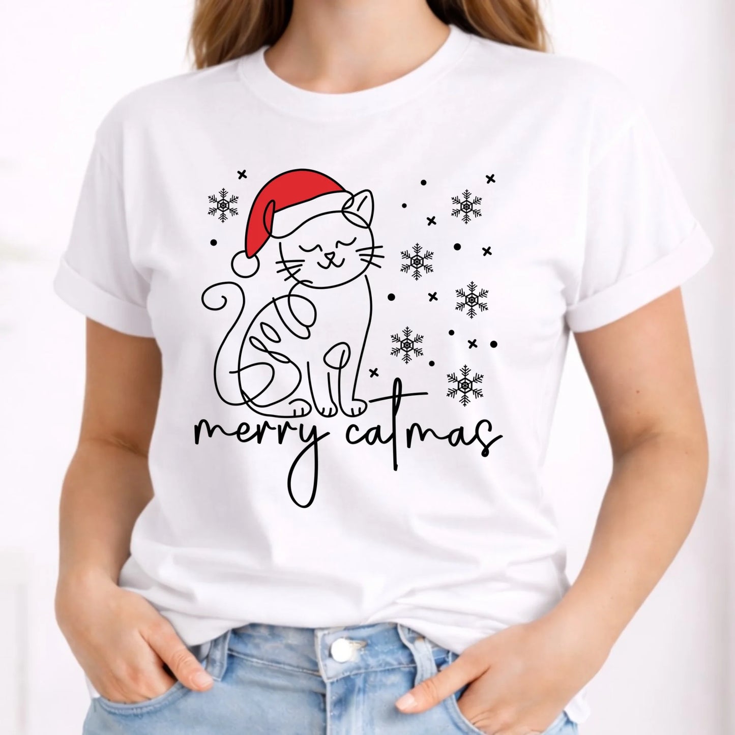 Koszulka damska świąteczna - prezent dla kociary - Merry catmas BN151 - StoryCups.pl