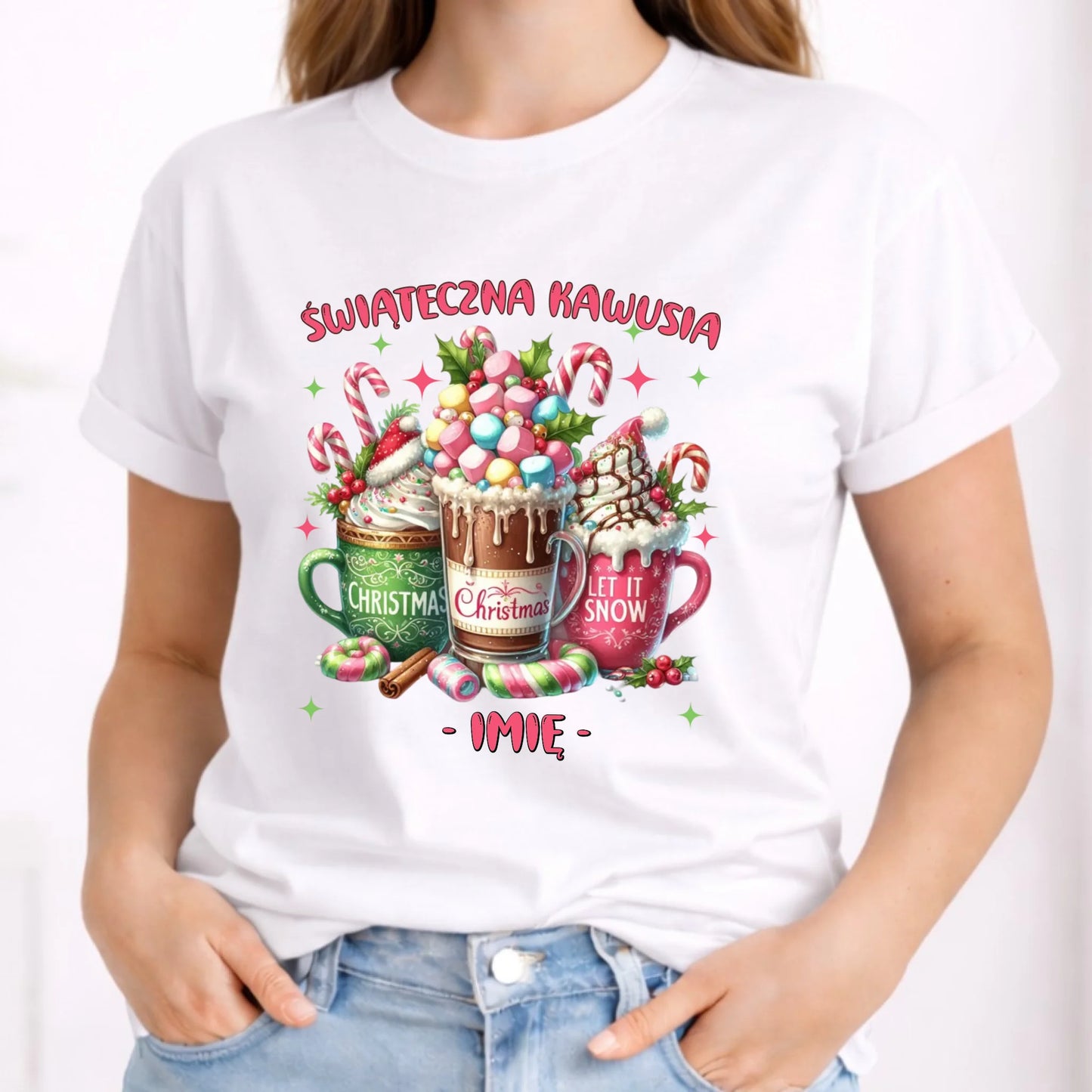 Koszulka damska świąteczna - Świąteczna kawusia - personalizowana BN29 - StoryCups.pl