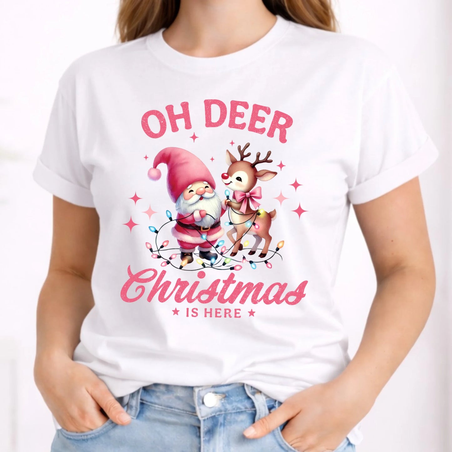 Koszulka damska świąteczna - Oh deer Christmas is here BN59 - StoryCups.pl