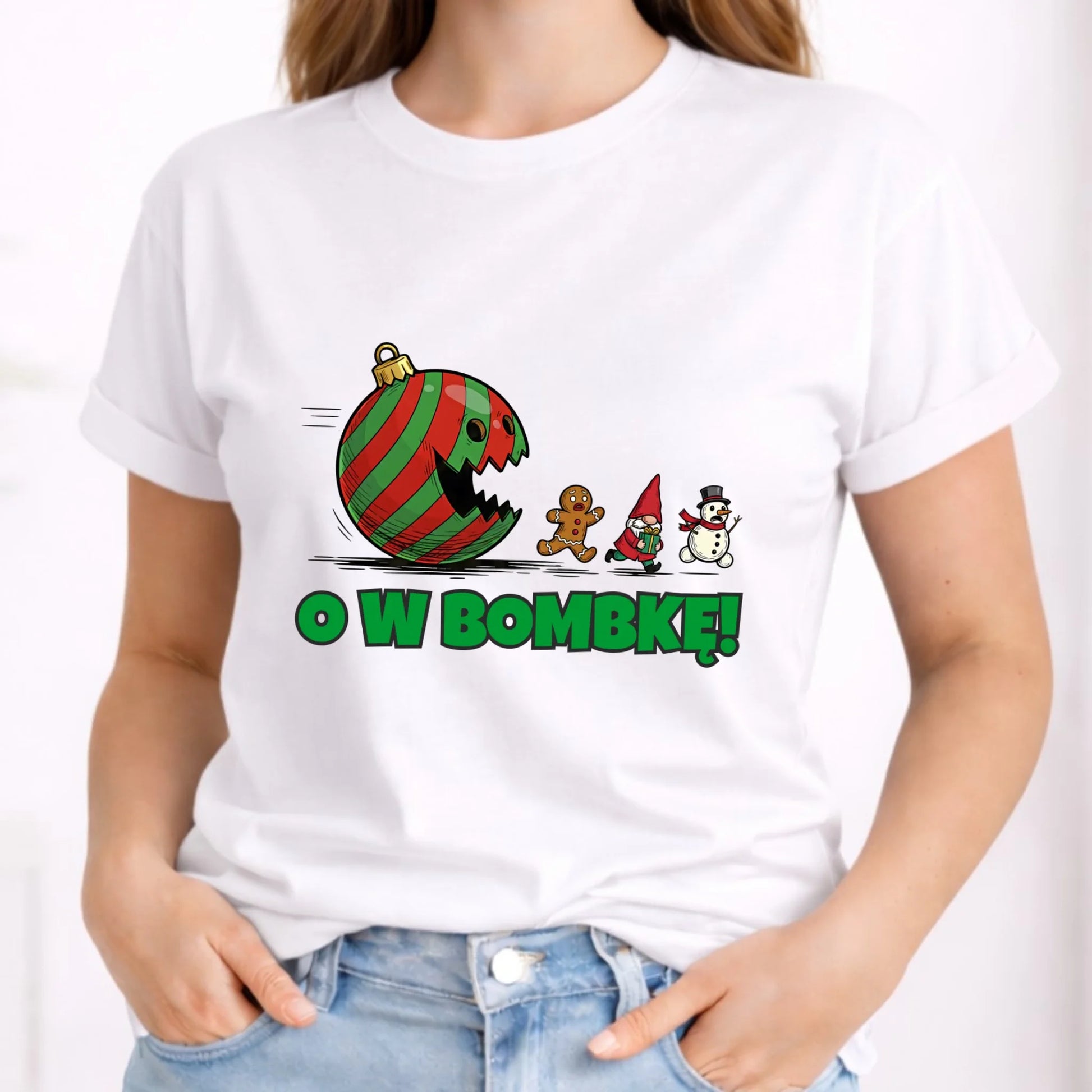 Koszulka damska świąteczna - O w bombkę BN142 - StoryCups.pl