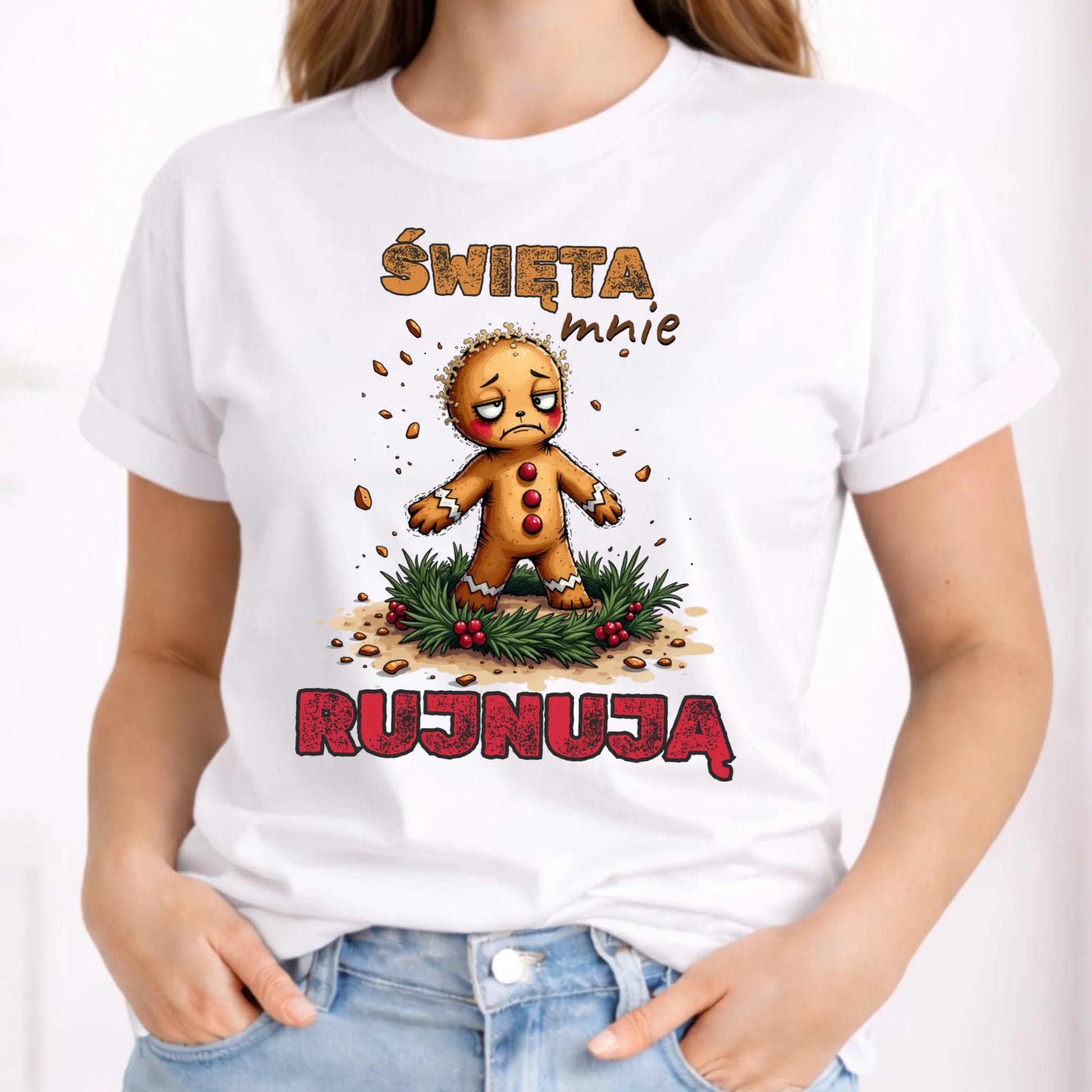 Koszulka damska świąteczna - Piernik Święta mnie rujnują BN143 - StoryCups.pl