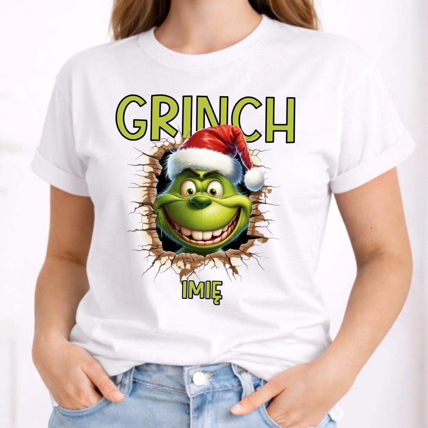 Koszulka damska świąteczna - Grinch - personalizowana BN112 - StoryCups.pl