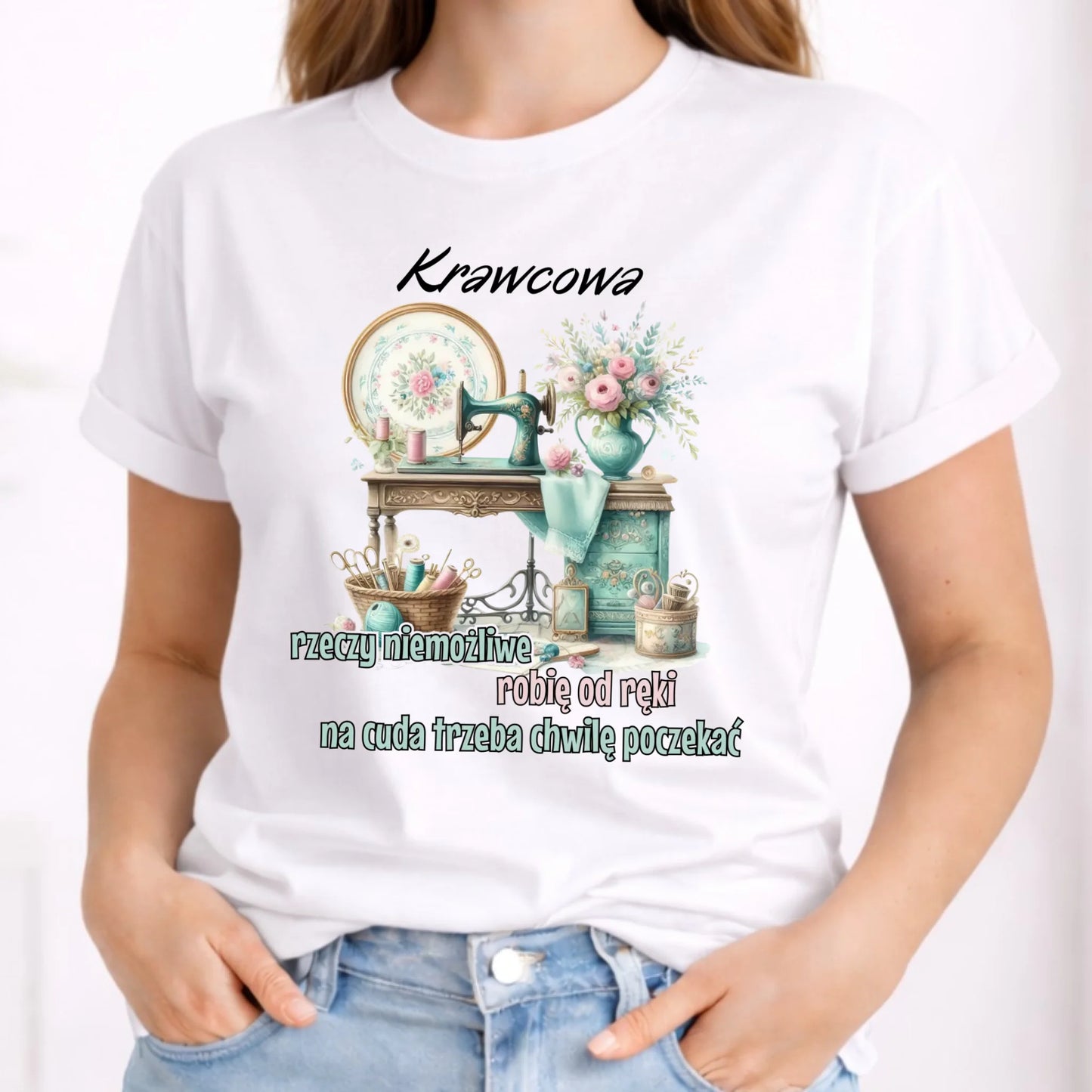 Koszulka damska szyciowa dla krawcowej - Rzeczy niemożliwe HS35 - StoryCups.pl