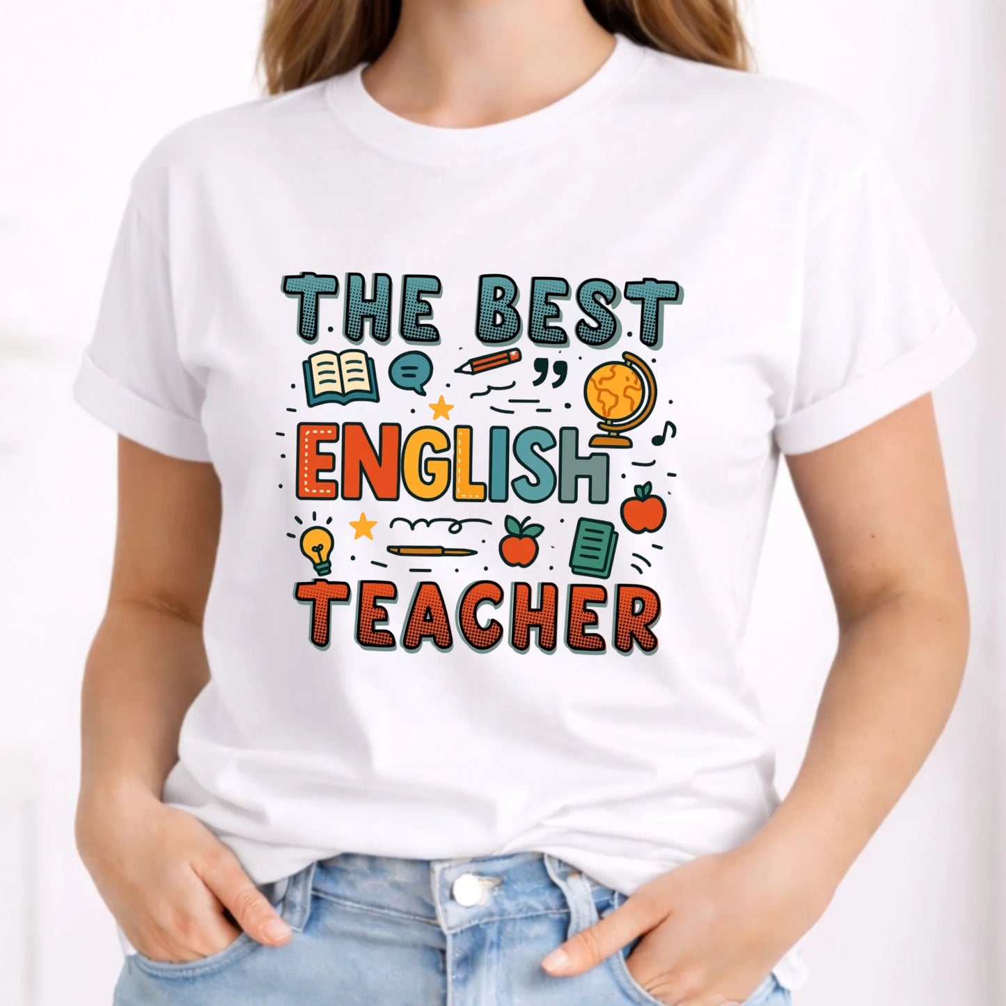 Koszulka damska dla nauczycielki angielskiego - The best english teacher N53 - StoryCups.pl