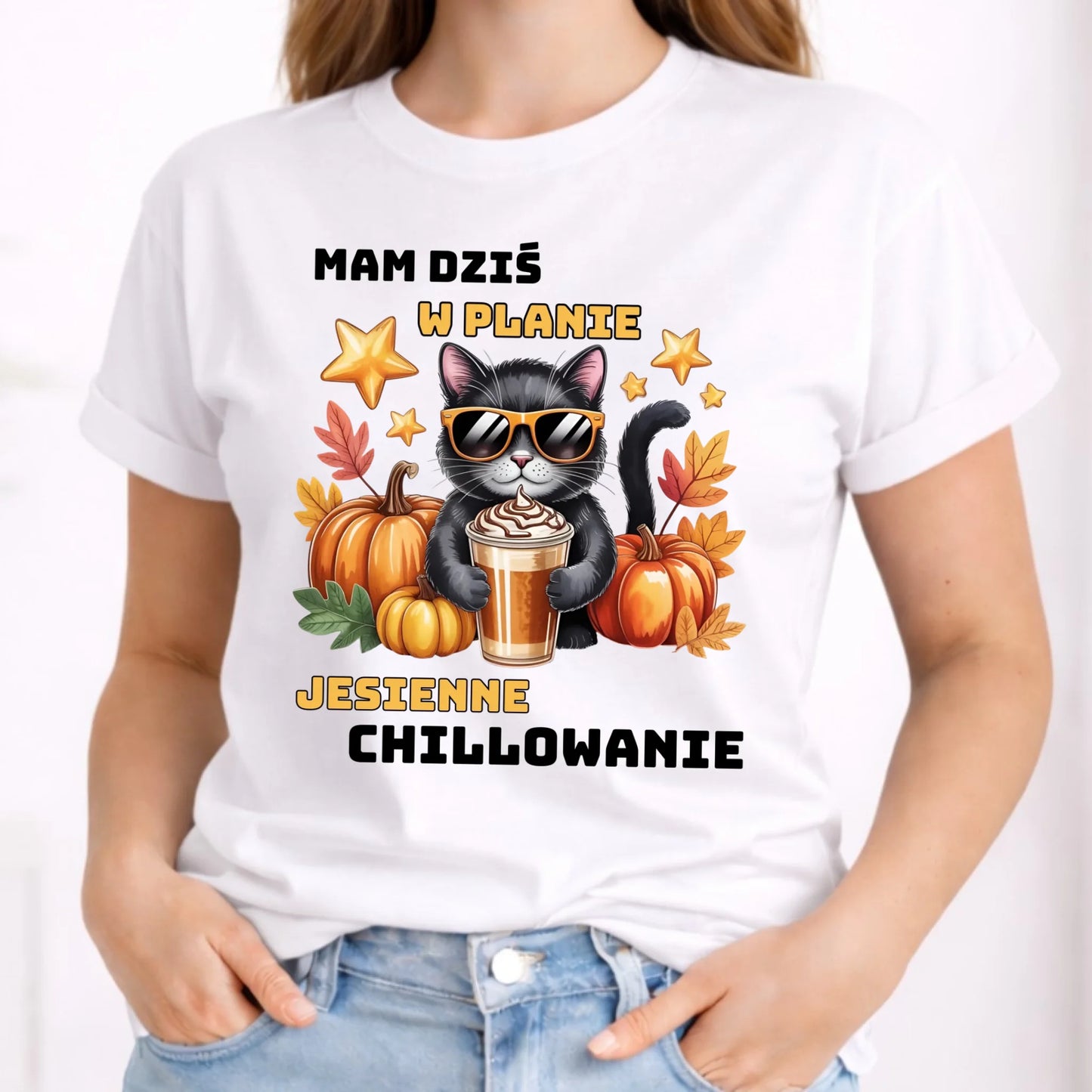 Koszulka damska jesienna - Mam dziś w planie jesienne chillowanie JS34 - StoryCups.pl