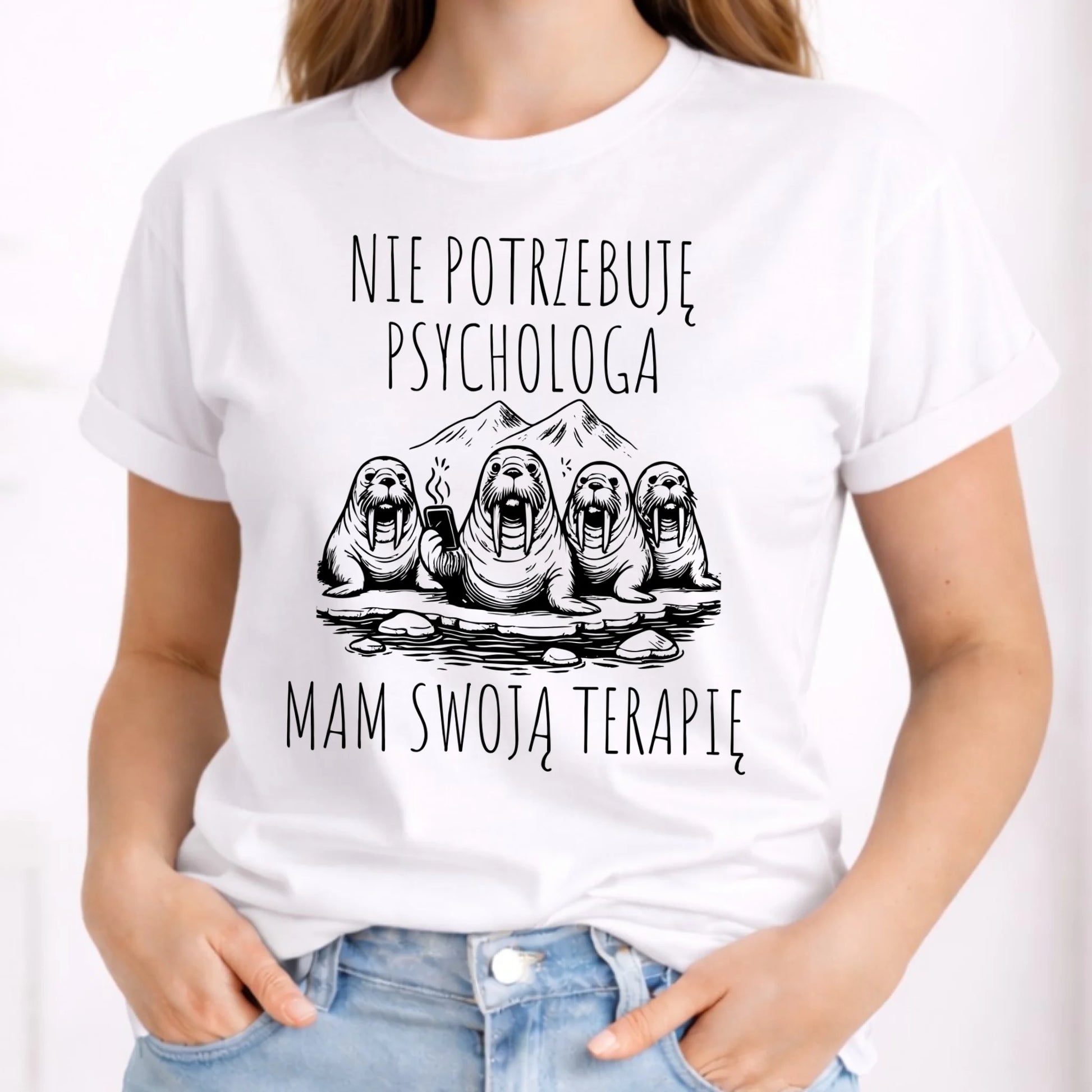 Koszulka damska - prezent dla morsa - Nie potrzebuję psychologa HM14 - StoryCups.pl