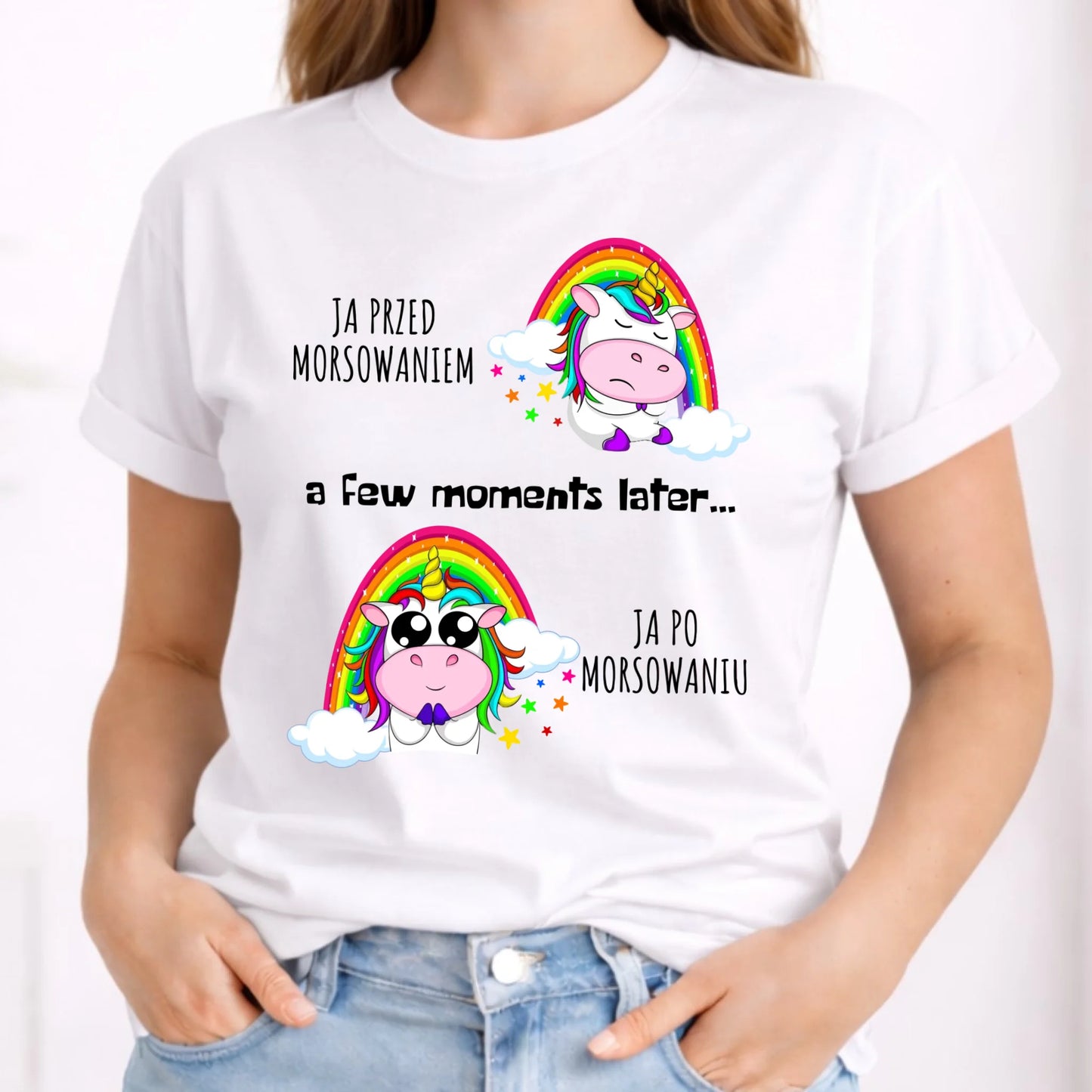 Koszulka damska - prezent dla morsa - Jednorożec - Ja po morsowaniu HM11 - StoryCups.pl