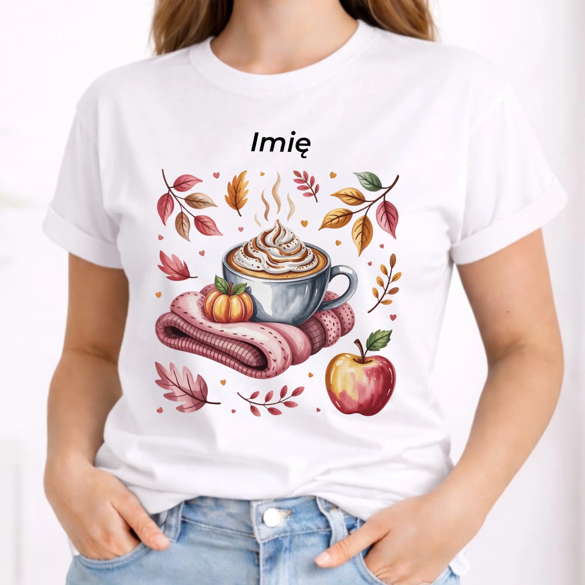 Koszulka damska jesienna - Przytulna jesień - personalizowana JS29 - StoryCups.pl