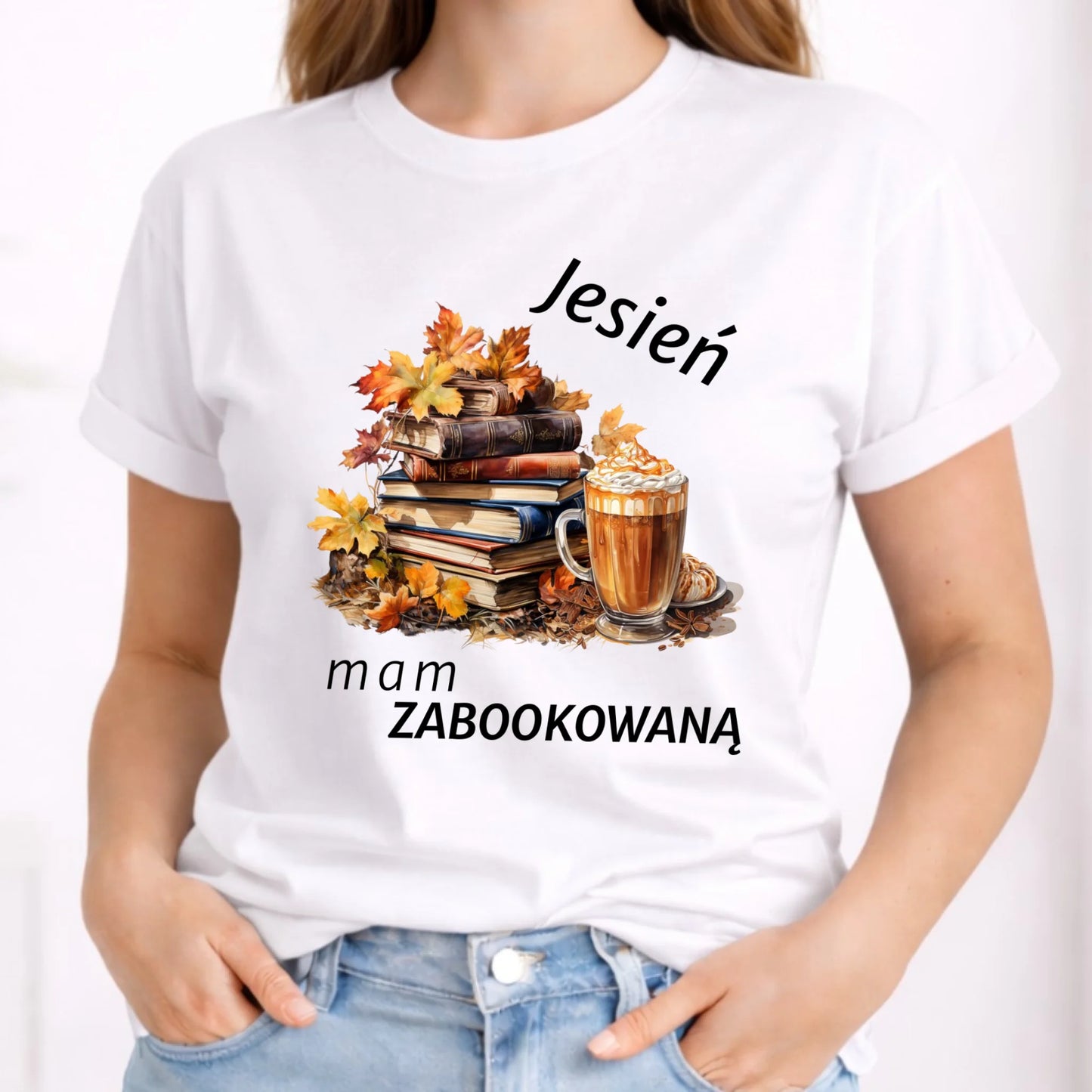 Koszulka damska jesienna - Jesień mam zabookowaną JS28 - StoryCups.pl