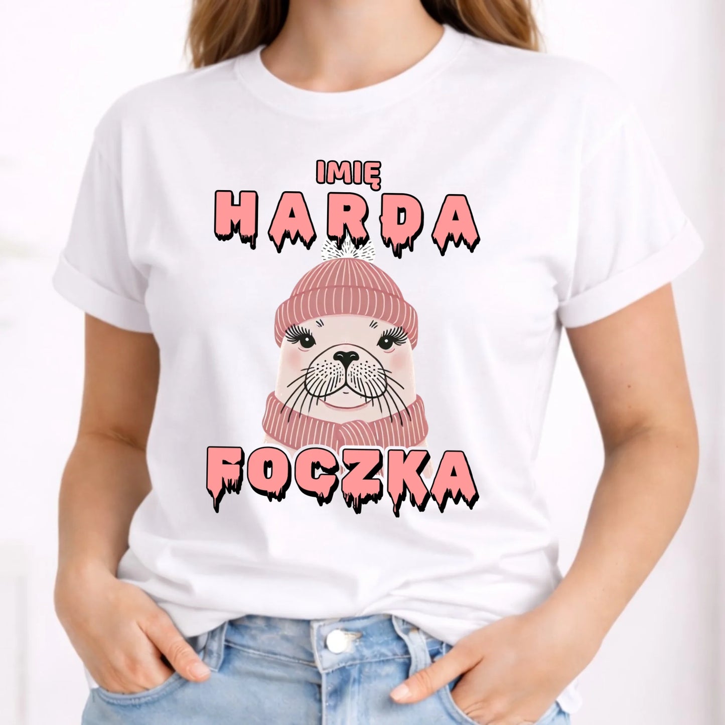 Koszulka damska - prezent dla morsa - Harda foczka - personalizowana HM05 - StoryCups.pl