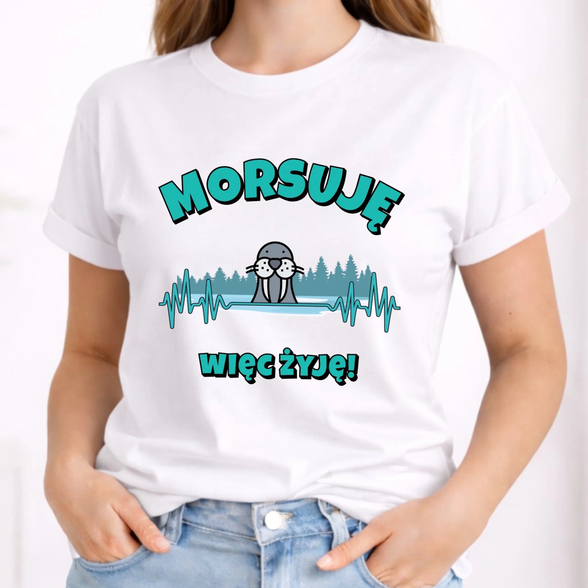 Koszulka damska - prezent dla morsa - Morsuję więc żyję - Mors HM02 - StoryCups.pl
