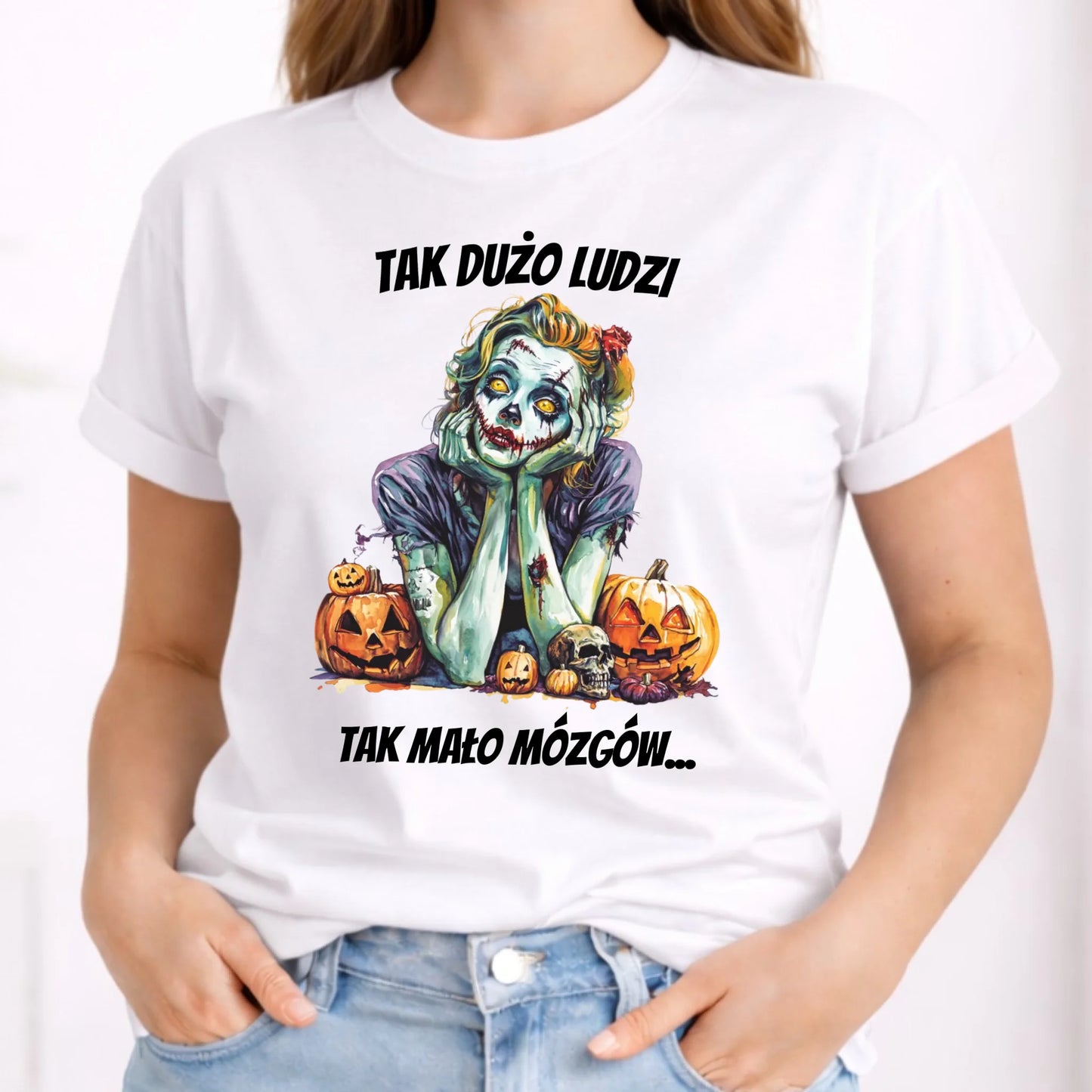 Koszulka damska na Halloween - Zombie - Tak mało mózgów HL31 - StoryCups.pl