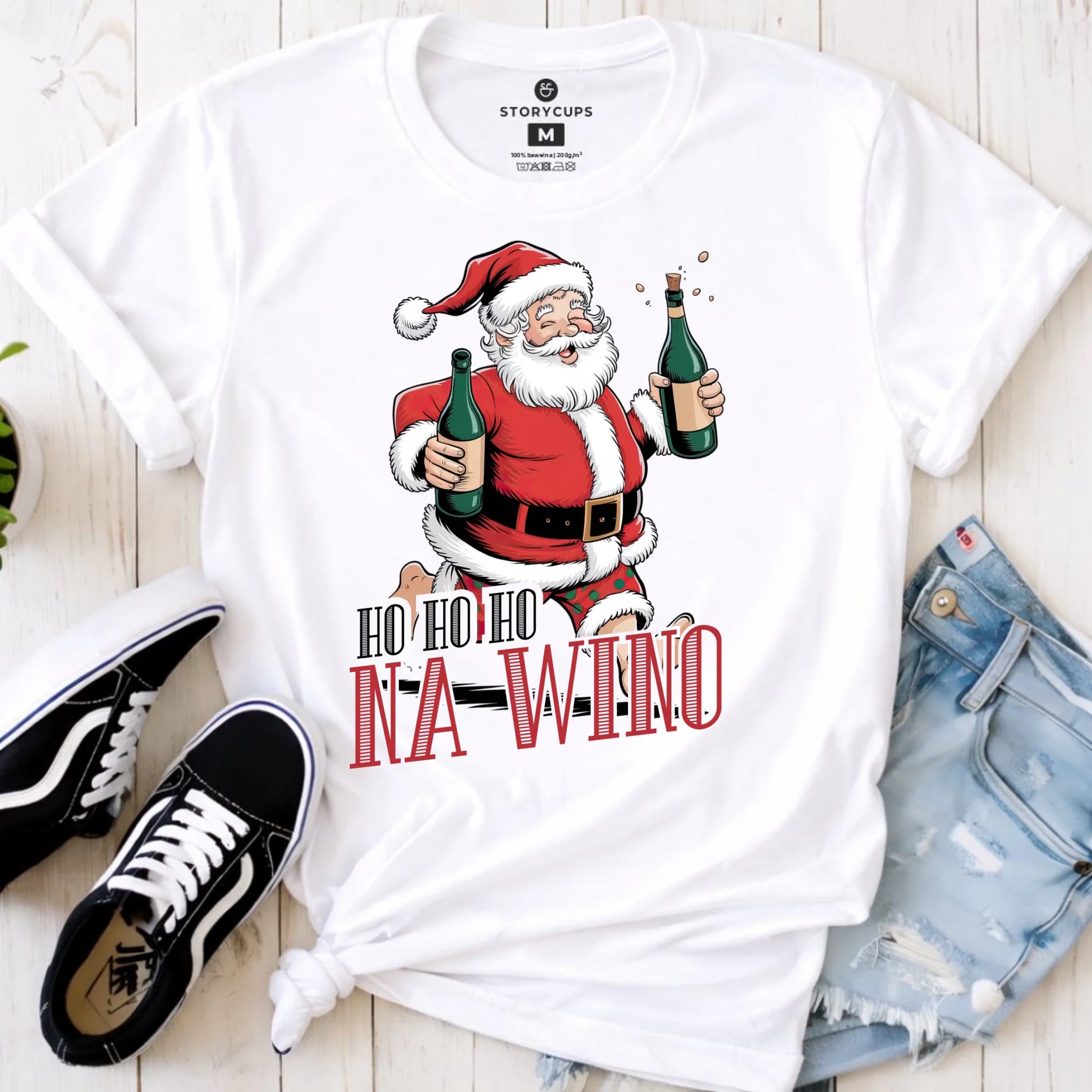 Koszulka damska świąteczna - Mikołaj Ho ho ho na wino BN61 - StoryCups.pl