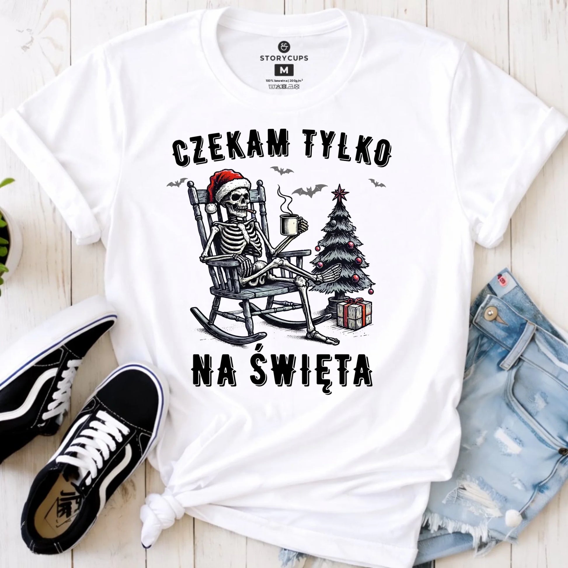 Koszulka damska świąteczna - Czekam tylko na święta BN56 - StoryCups.pl