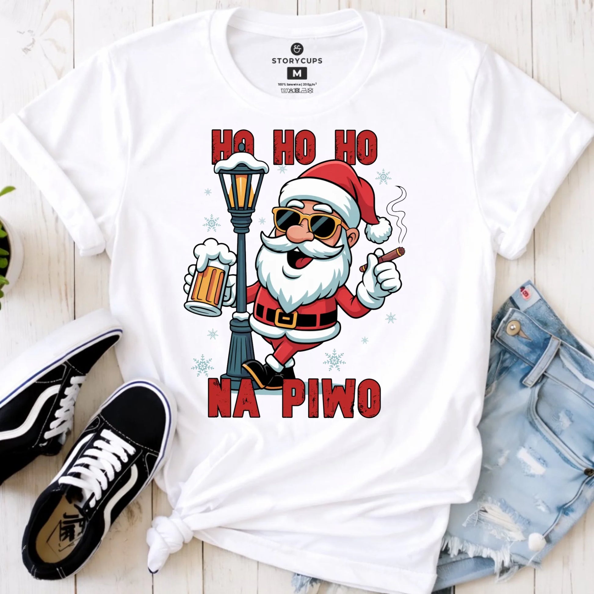 Koszulka damska świąteczna - Mikołaj Ho ho ho na piwo BN64 - StoryCups.pl