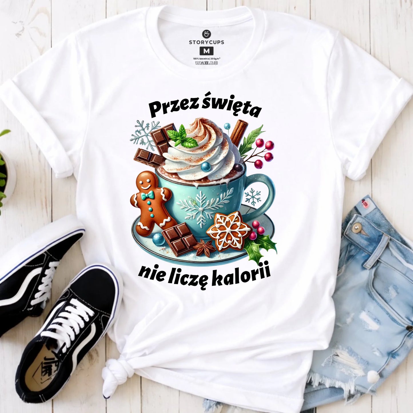 Koszulka damska świąteczna - Przez święta nie liczę kalorii BN31 - StoryCups.pl