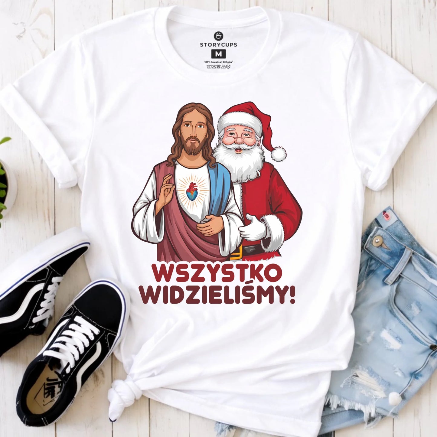 Koszulka damska świąteczna - Jezus i Mikołaj Wszystko widzieliśmy BN89 - StoryCups.pl