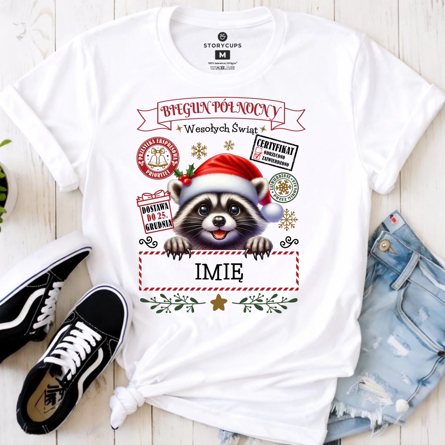 Koszulka damska świąteczna - Szop Paczka od Mikołaja - personalizowana BN145 - StoryCups.pl