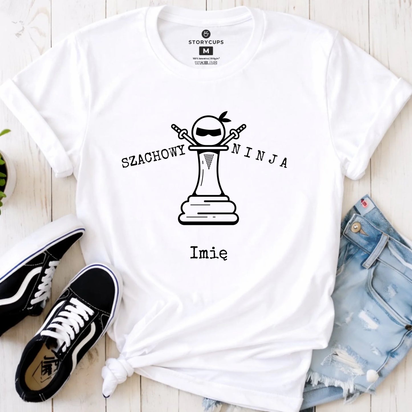 Koszulka damska dla szachisty - Szachowy ninja - personalizowana HSZ01 - StoryCups.pl