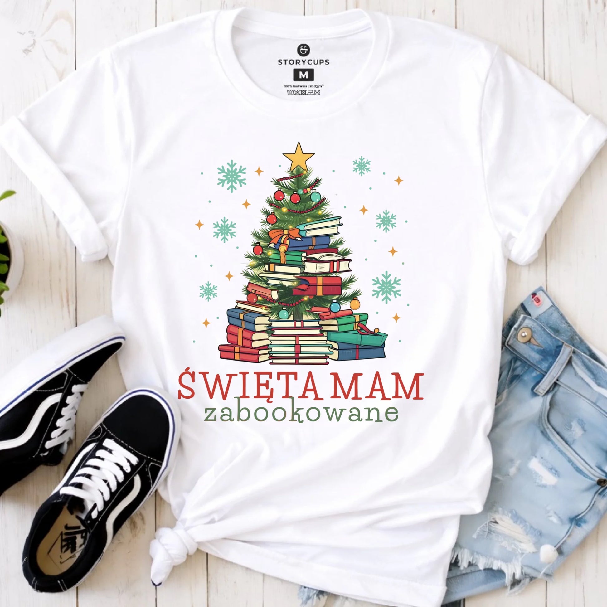 Koszulka damska świąteczna - Święta mam zabookowane BN05 - StoryCups.pl