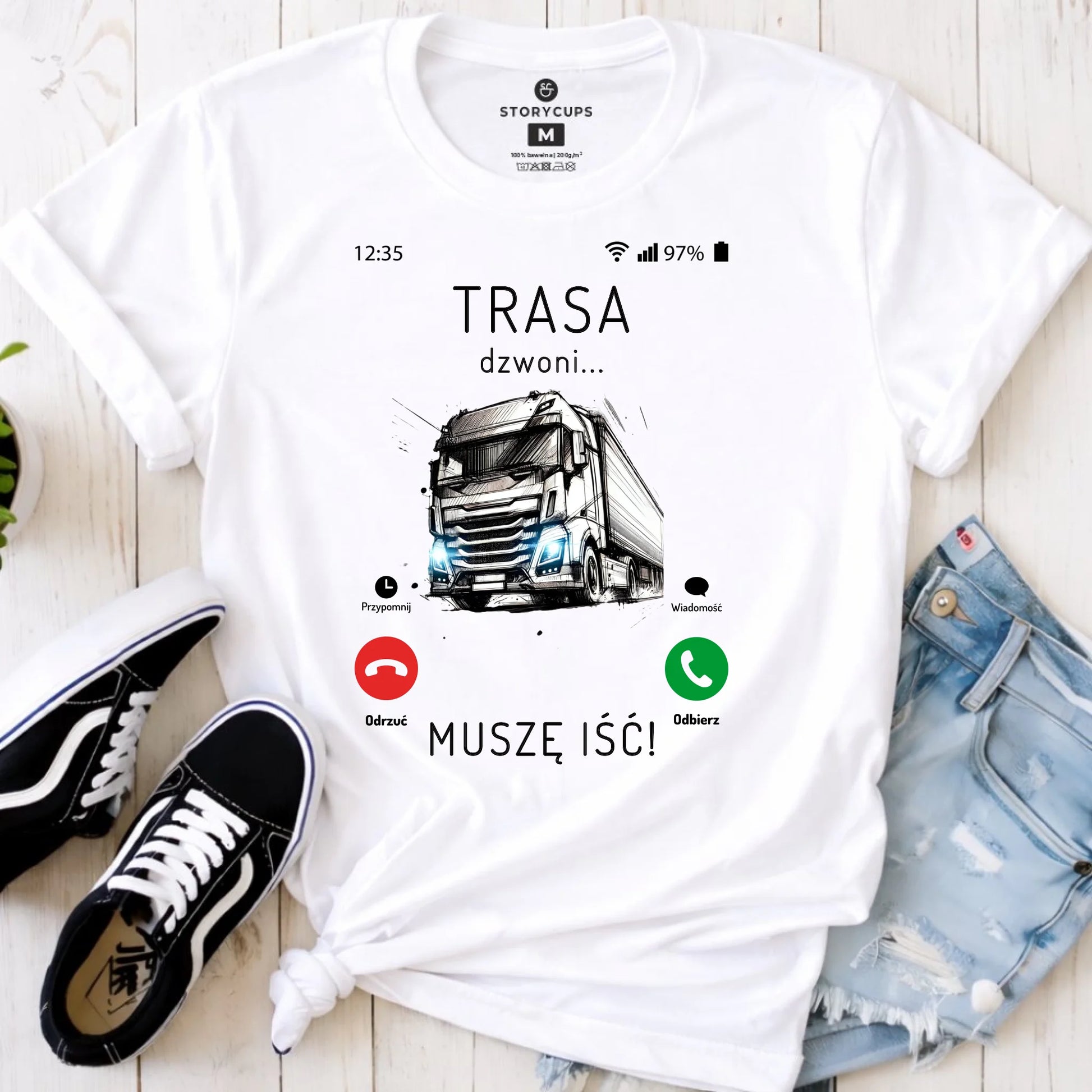 Koszulka damska dla kierowcy tira - Trasa dzwoni muszę iść ZKT03 - StoryCups.pl