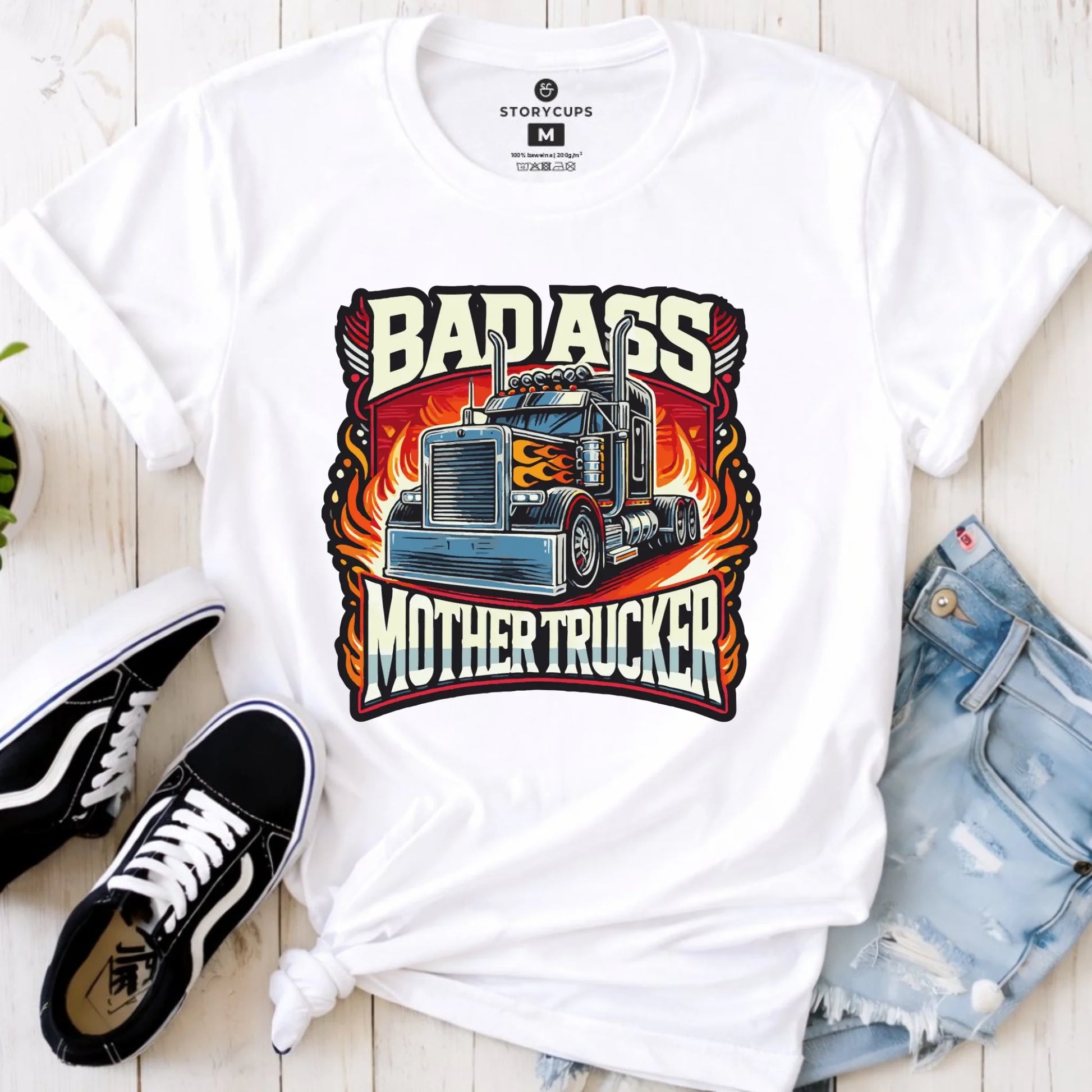 Koszulka damska dla kierowcy tira - Badass Mother Trucker ZKT04 - StoryCups.pl