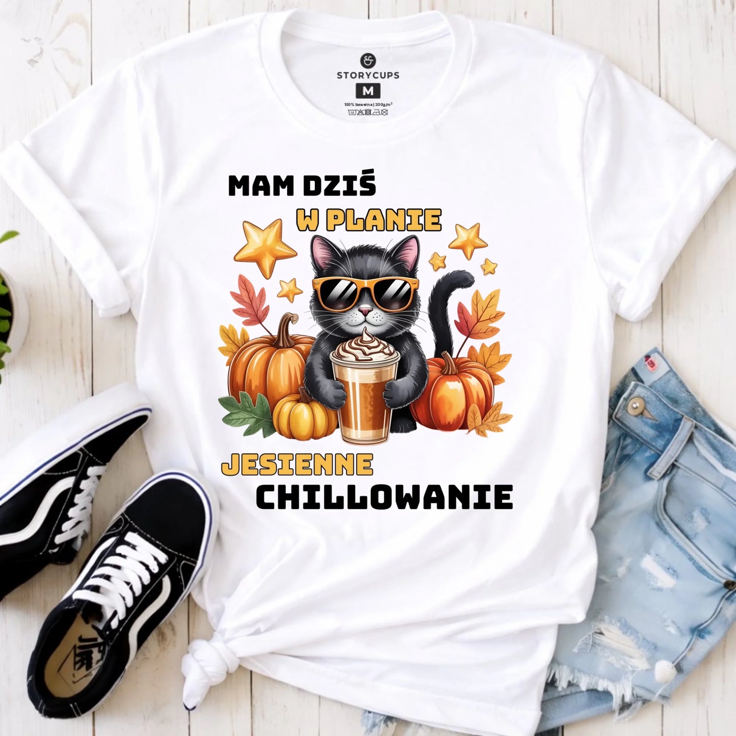 Koszulka damska jesienna - Mam dziś w planie jesienne chillowanie JS34 - StoryCups.pl