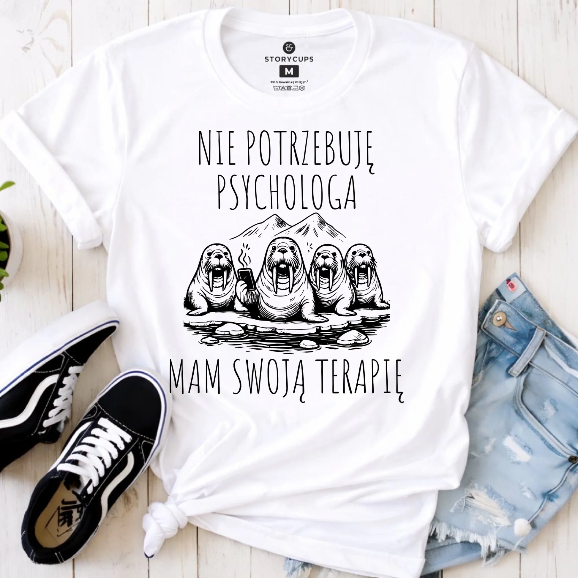 Koszulka damska - prezent dla morsa - Nie potrzebuję psychologa HM14 - StoryCups.pl