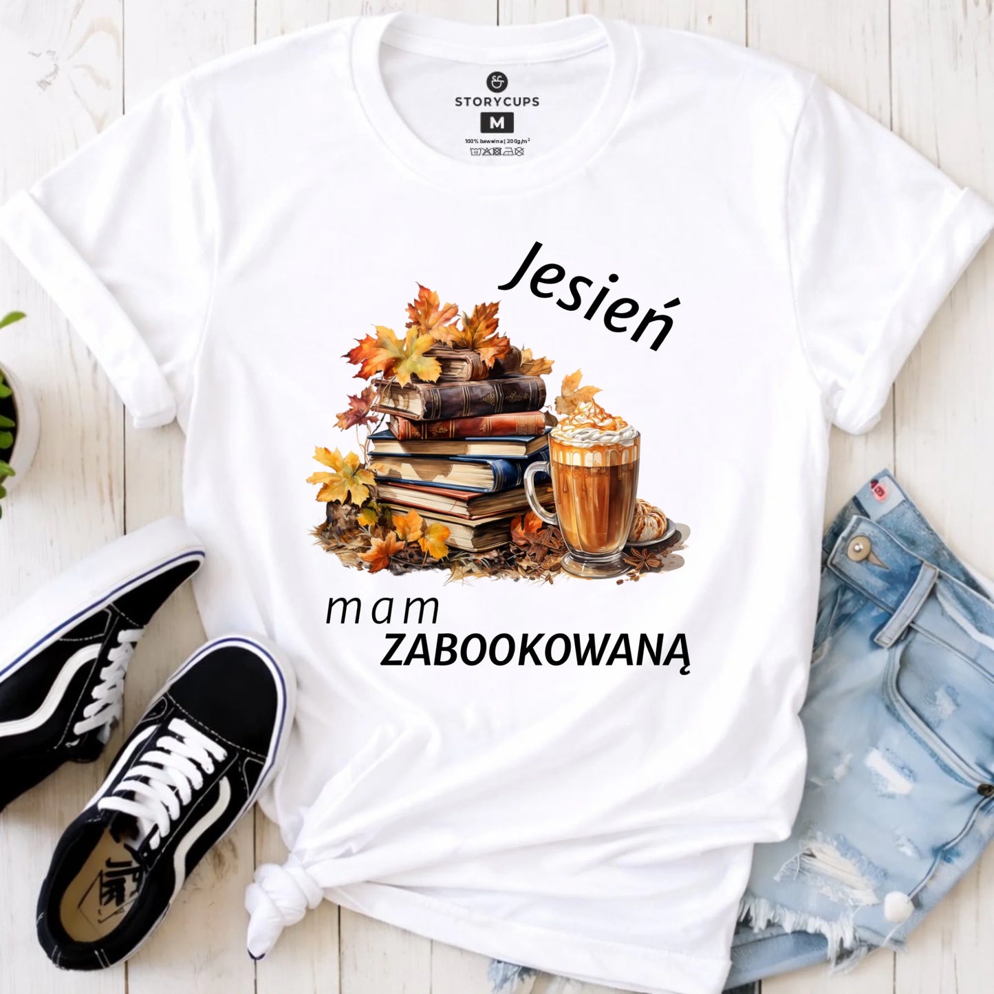 Koszulka damska jesienna - Jesień mam zabookowaną JS28 - StoryCups.pl